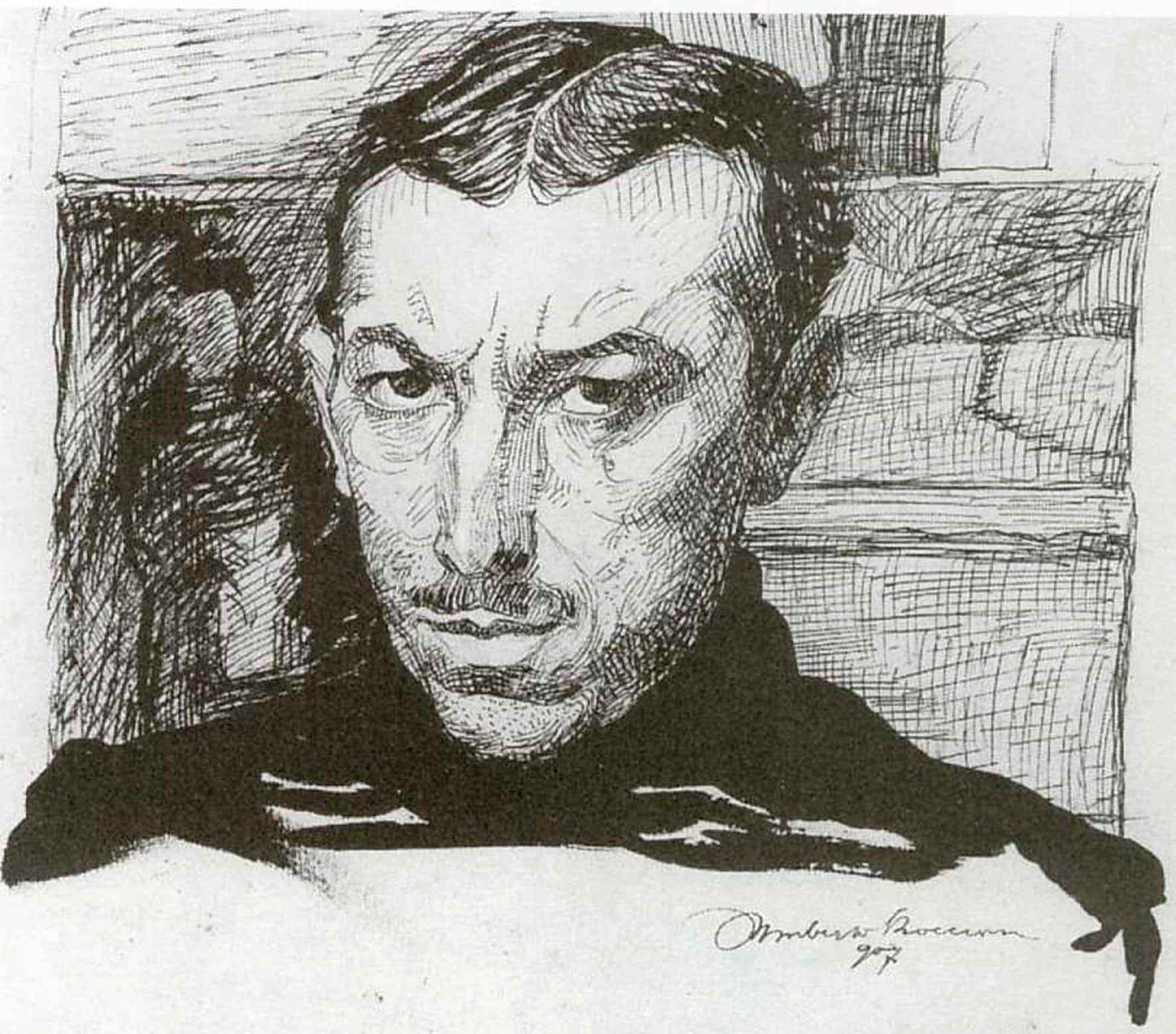 Umberto Boccioni, Autoritratto, 1907, china e tempera su carta. Fondazione Cassa di Risparmio in Bologna