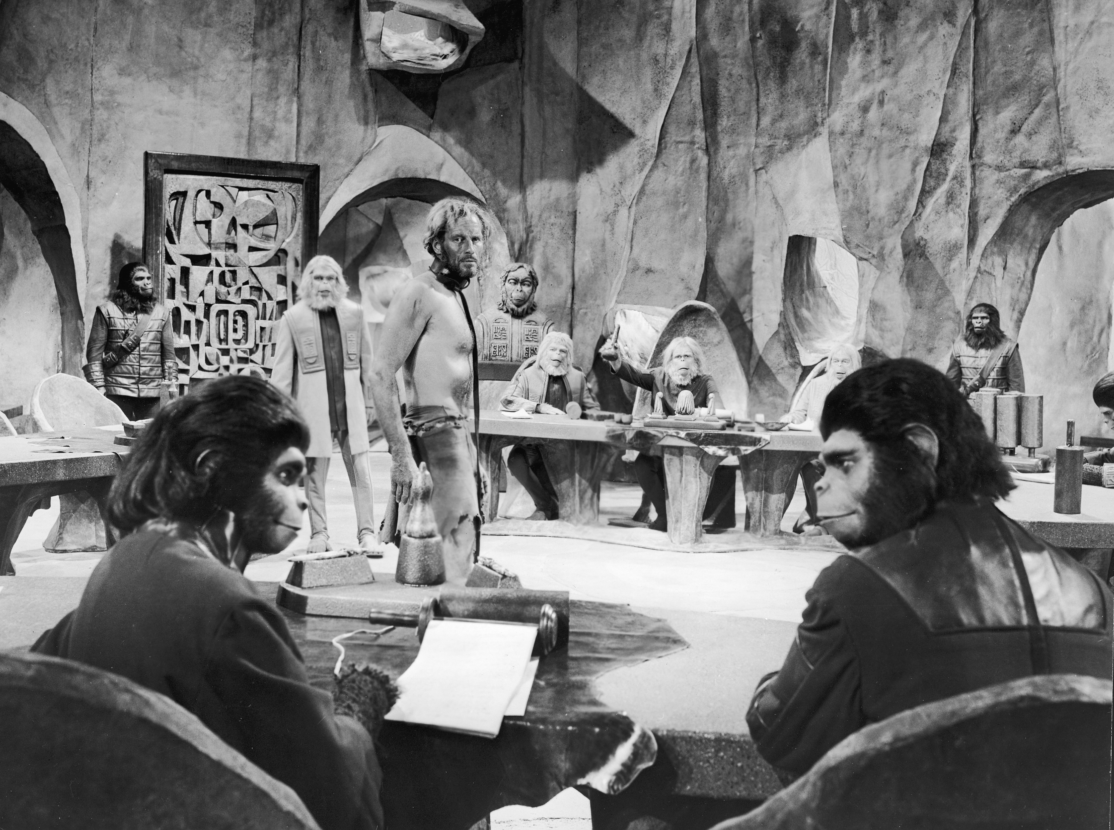 1968. Una scena del film di Franklin J. Schaffner "Il pianeta delle scimmie"