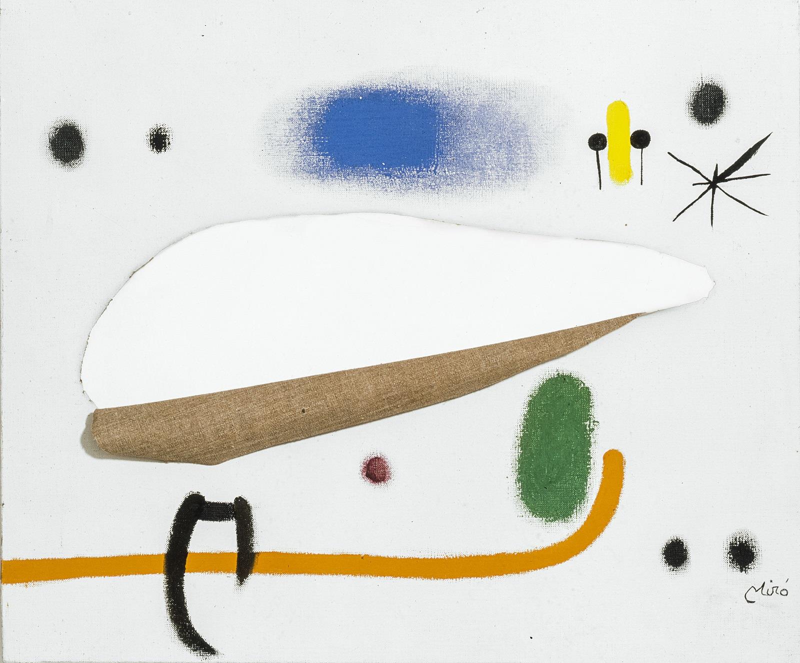 Joan Miró, Peinture, 1973, olio su tela squarciata. Foto Joan Ramon Bonet. Archivo Successió Miró © Successió Miró ADAGP, Paris