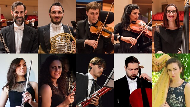 I musicisti dell'Orchestra Sinfonica Nazionale della Rai con i borsisti di Professione Orchestra