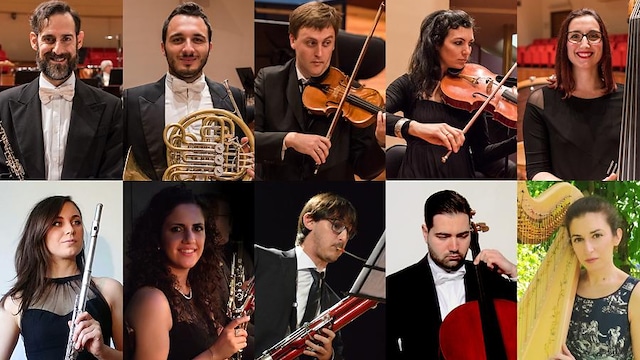 I MUSICISTI DELL'ORCHESTRA SINFONICA NAZIONALE DELLA RAI CON I BORSISTI DI PROFESSIONE ORCHESTRA