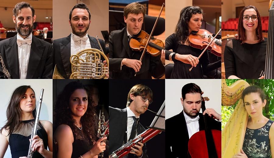 I MUSICISTI DELL'ORCHESTRA SINFONICA NAZIONALE DELLA RAI CON I BORSISTI DI PROFESSIONE ORCHESTRA