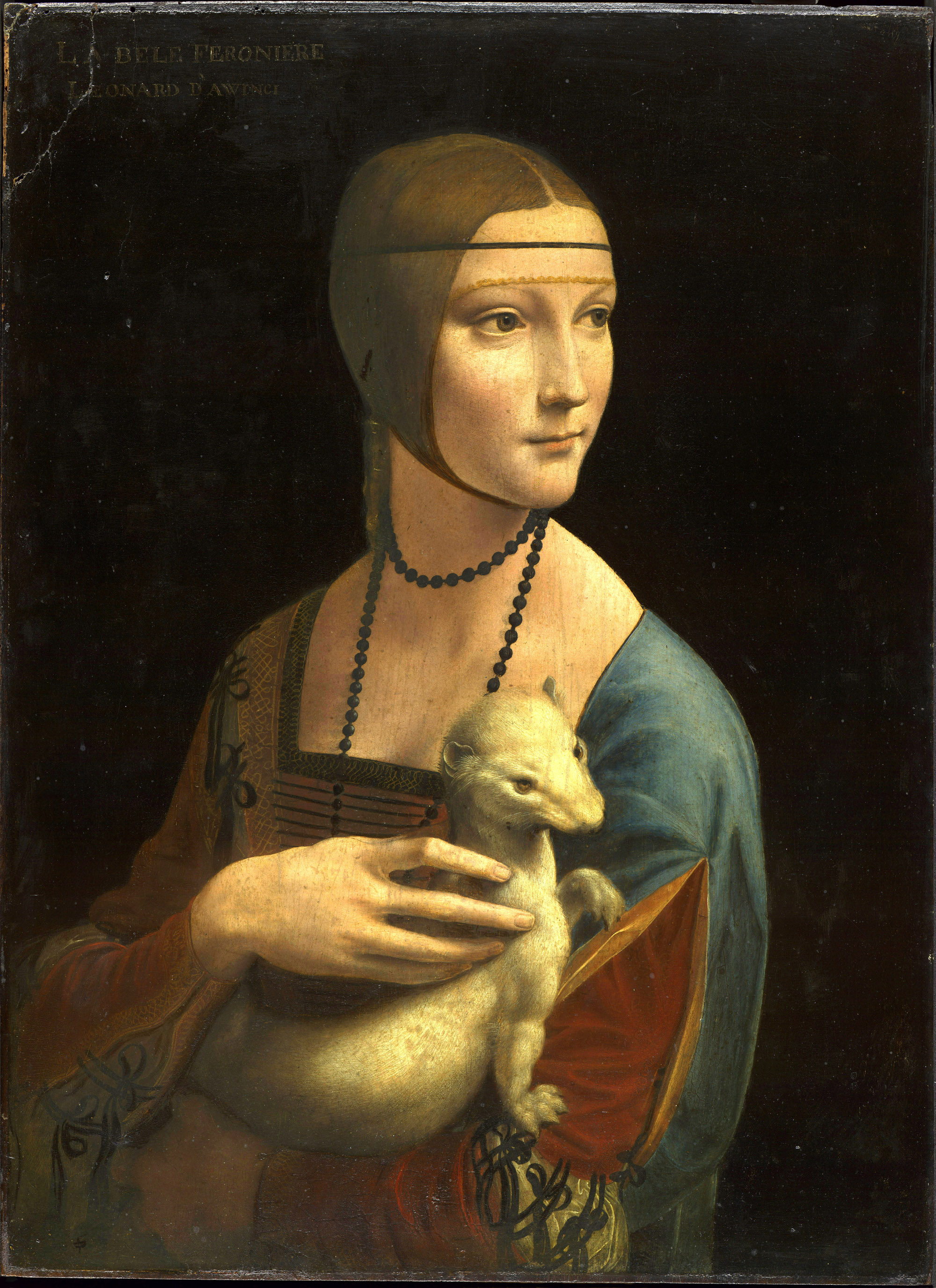 "Dama con l'ermellino" è un dipinto a olio su tavola (54 ×40 cm), databile al 1488-1490. La donna ritratta va quasi sicuramente identificata con Cecilia Gallerani. L'opera è conservata al Museo Nazionale di Cracovia.