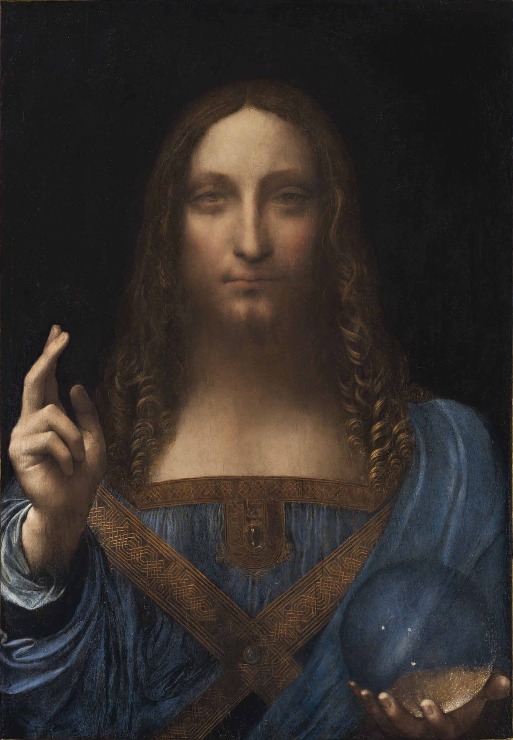 "Salvator mundi" è un dipinto a olio su tavola (66x46 cm), databile al 1499 circa e conservato in una collezione privata di Abu Dhabi.