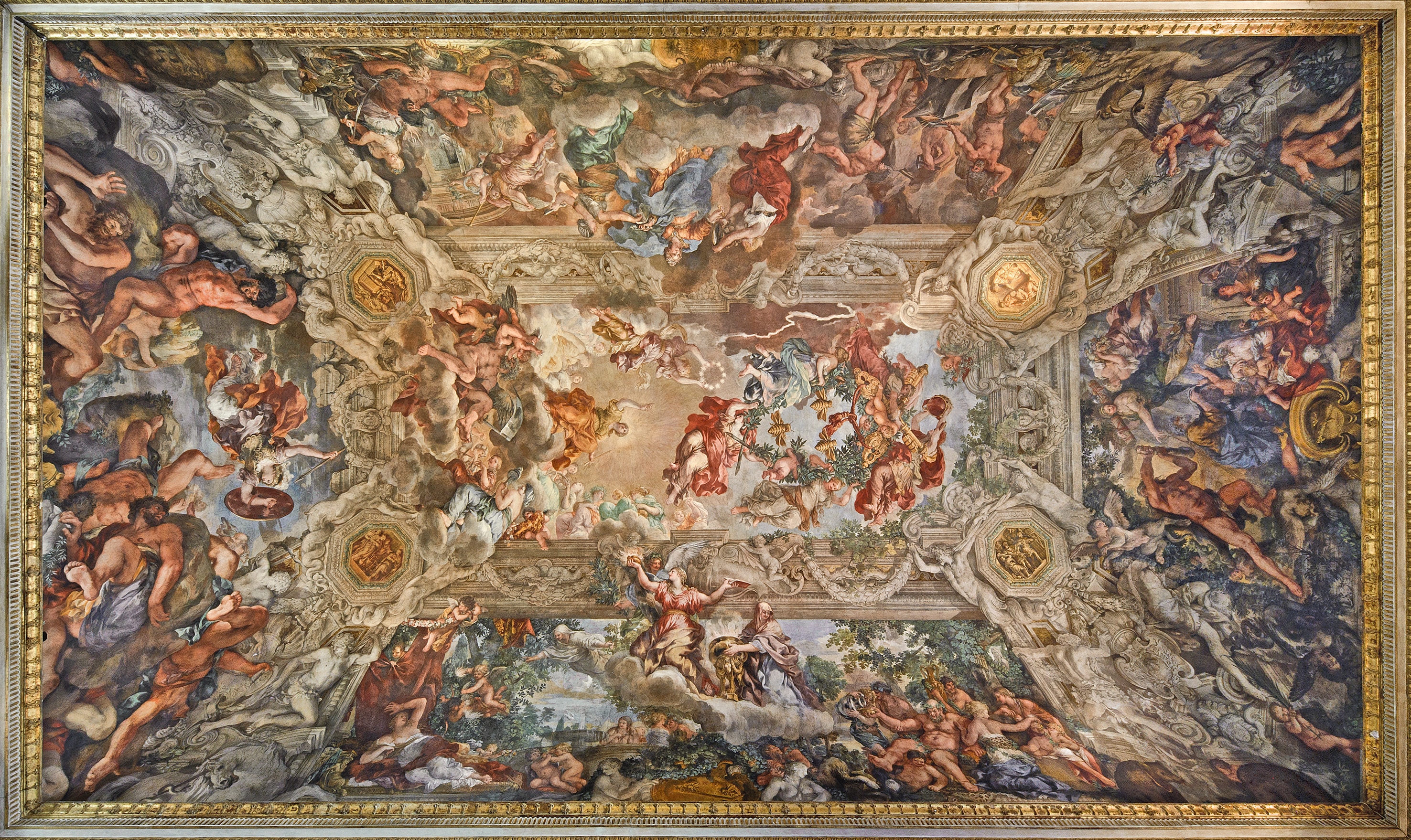 Pietro da Cortona (Cortona 1597 – Roma 1669) Il Trionfo della Divina Provvidenza e il compiersi dei suoi fini sotto il pontificato di Urbano VIII, 1632-1639 affresco, soffitto del salone di Pietro da Cortona Gallerie Nazionali di Arte Antica 