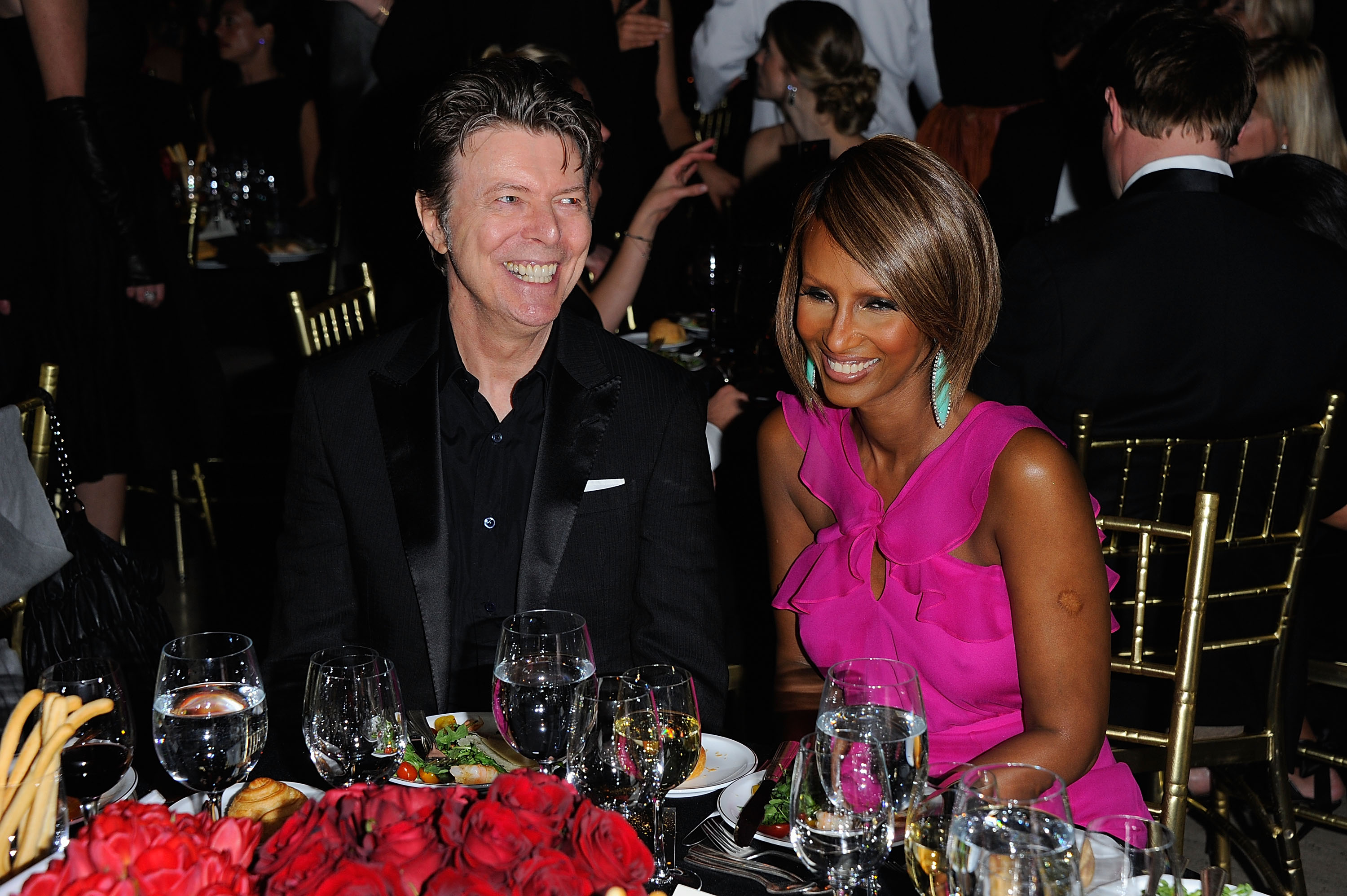 David Bowie con la supermodella e moglie Iman al DKMS' 5th Annual Gala. New York, aprile 2011