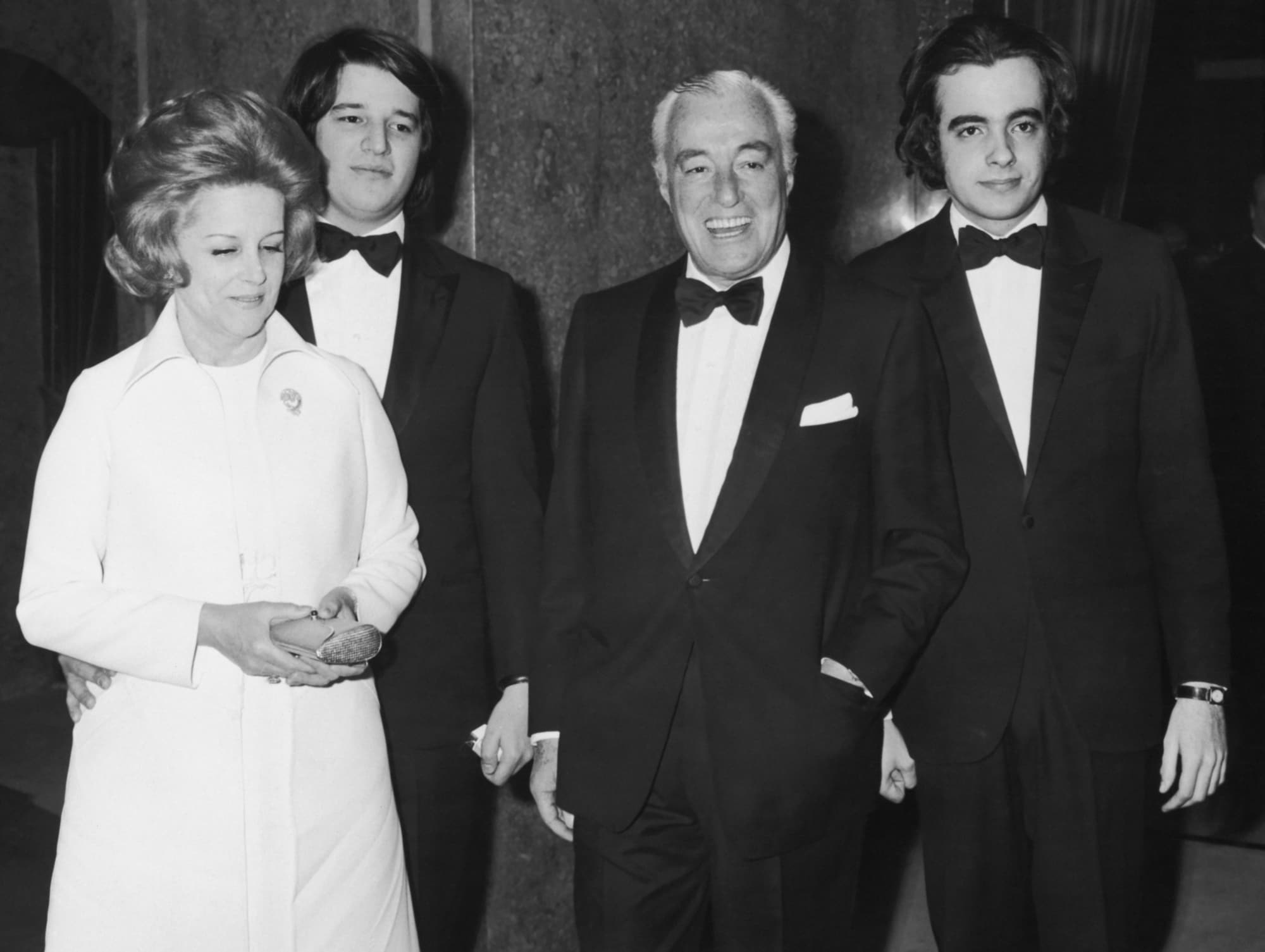 La famiglia De Sica alla prima del film I Girasoli nel 1970