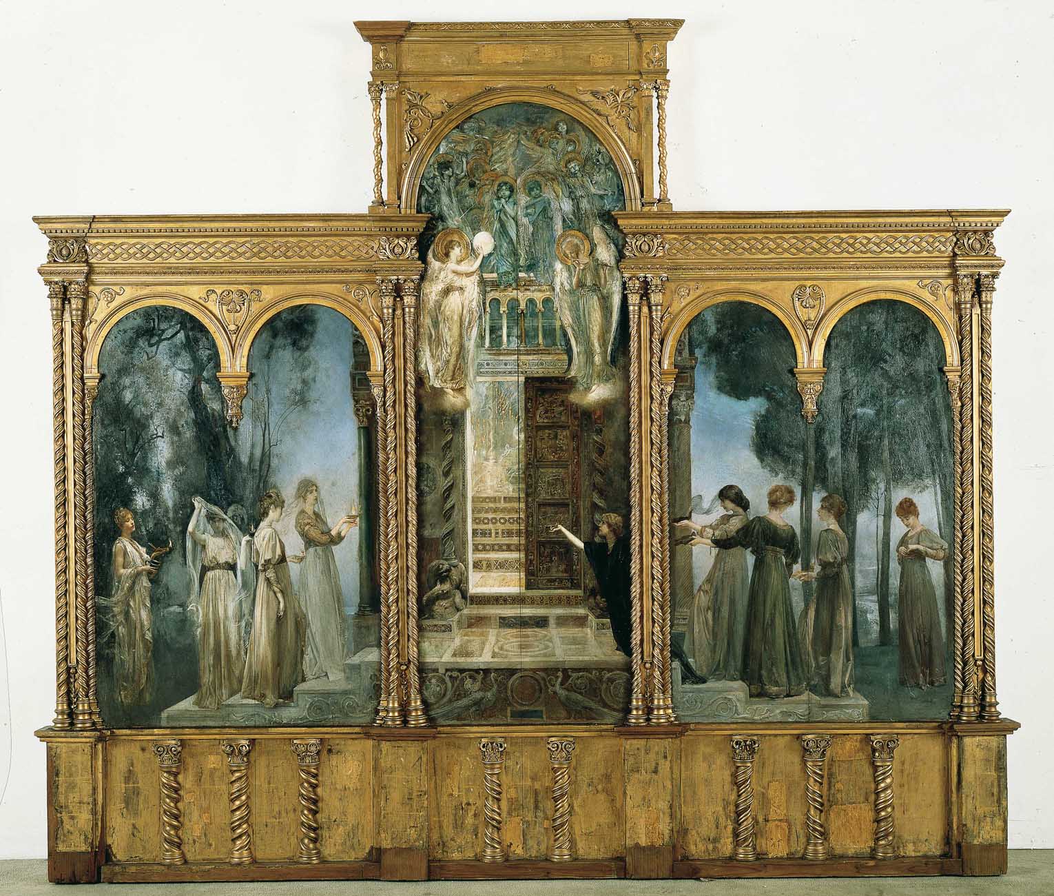 Giulio Aristide Sartorio. Le Vergini savie e le Vergine stolte, 1890-1891. Olio su tavola
