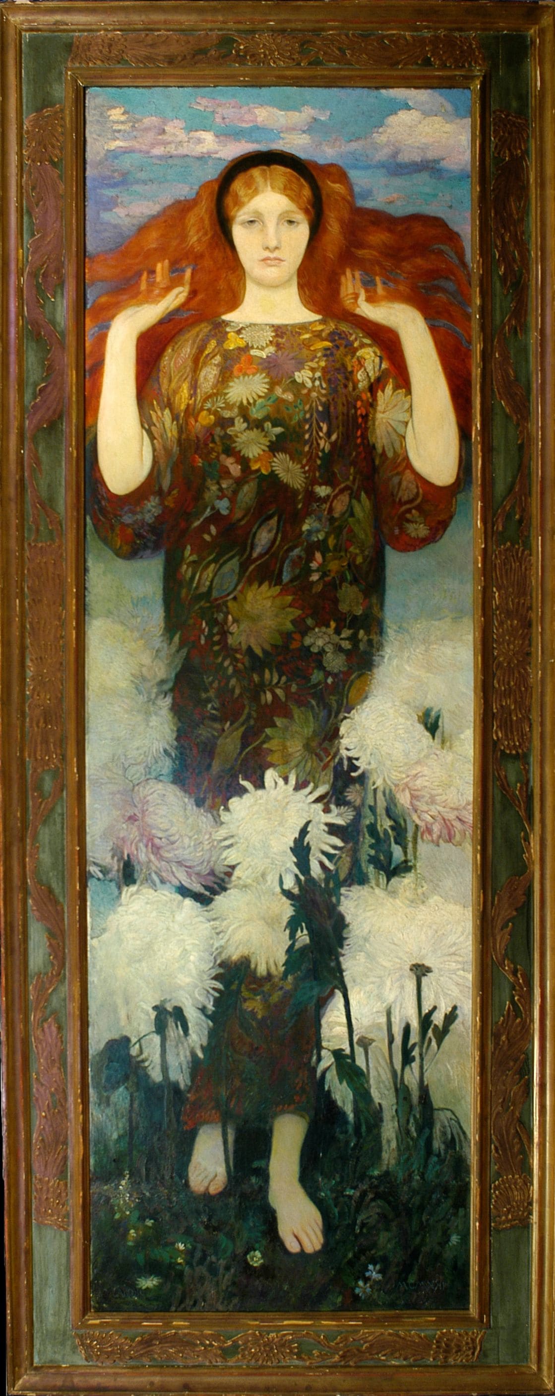 Giuseppe Carosi. L'Angelo dei crisantemi (L'Angelo del dolore), 1921. Olio su tavola