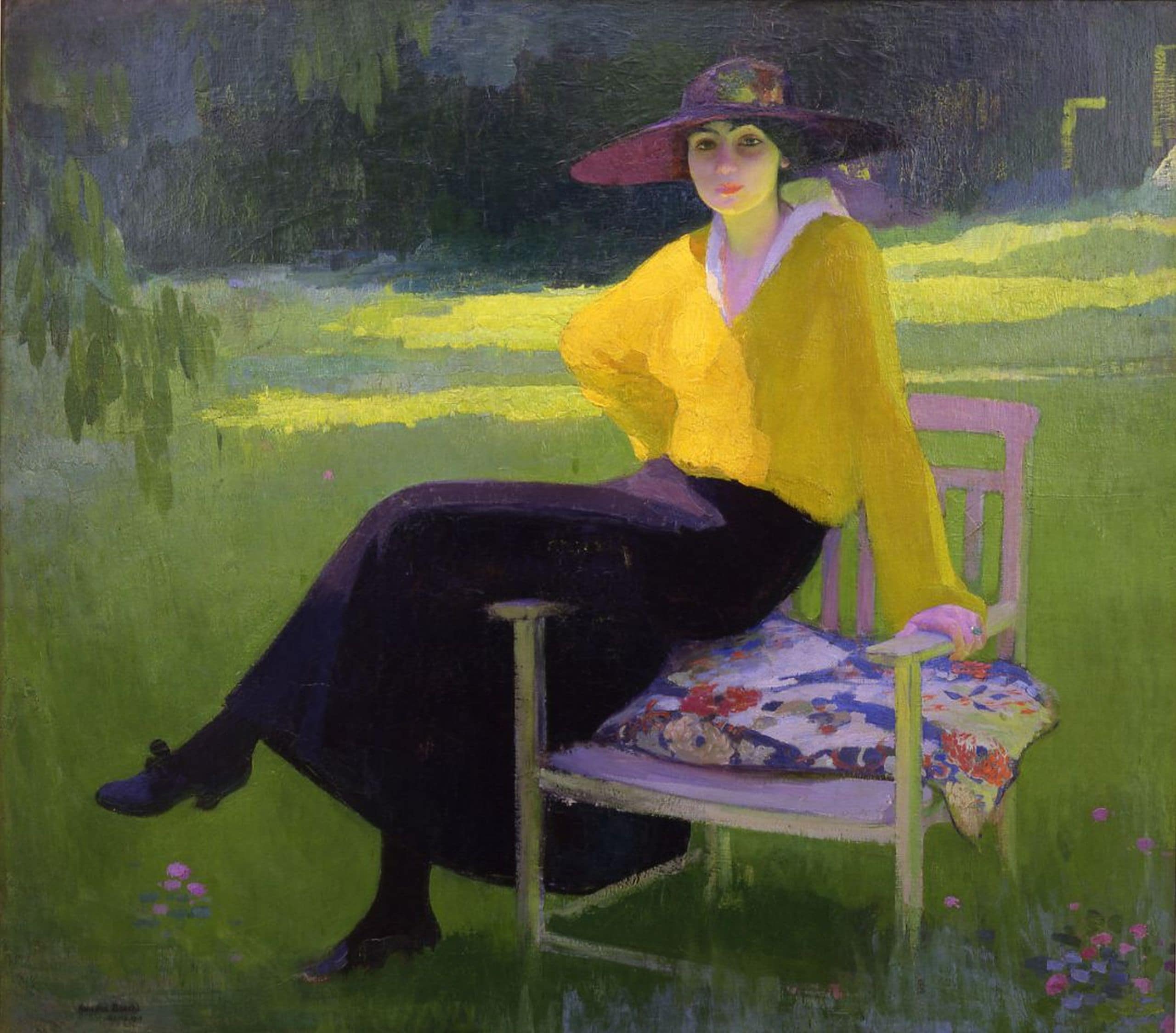 Amedeo Bocchi. Nel parco, 1919. Olio su tela