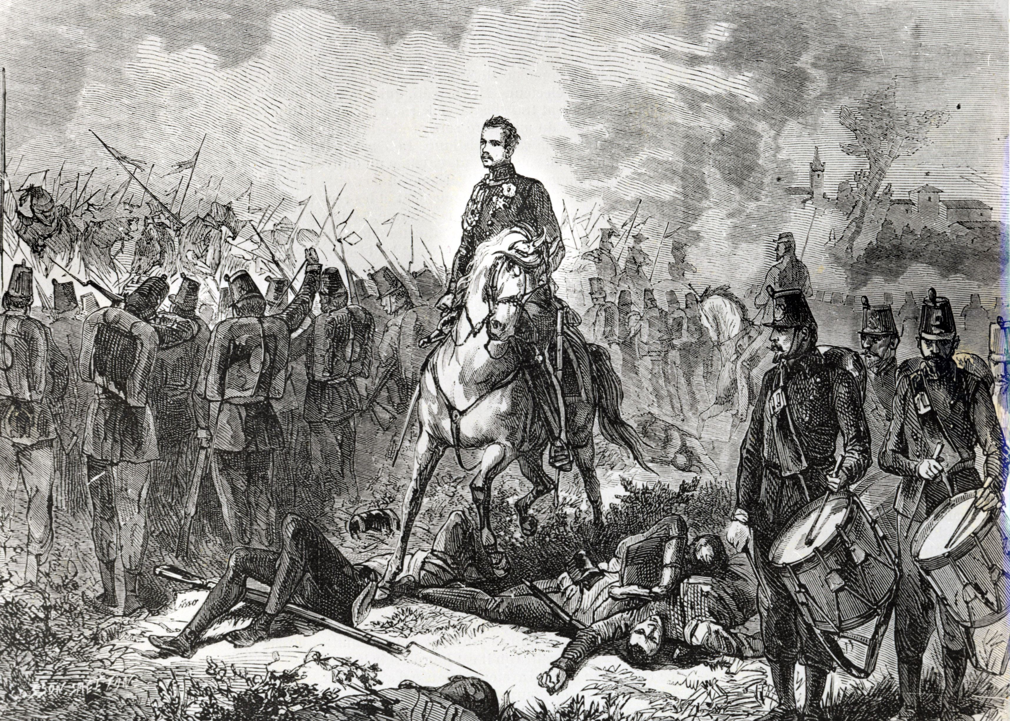 La battaglia di Custoza il 24 giugno 1866, durante la III Guerra d’indipendenza, sconfitta dell’esercito italiano dovuta soprattutto a problemi organizzativi e funzionali dei più alti comandi militari