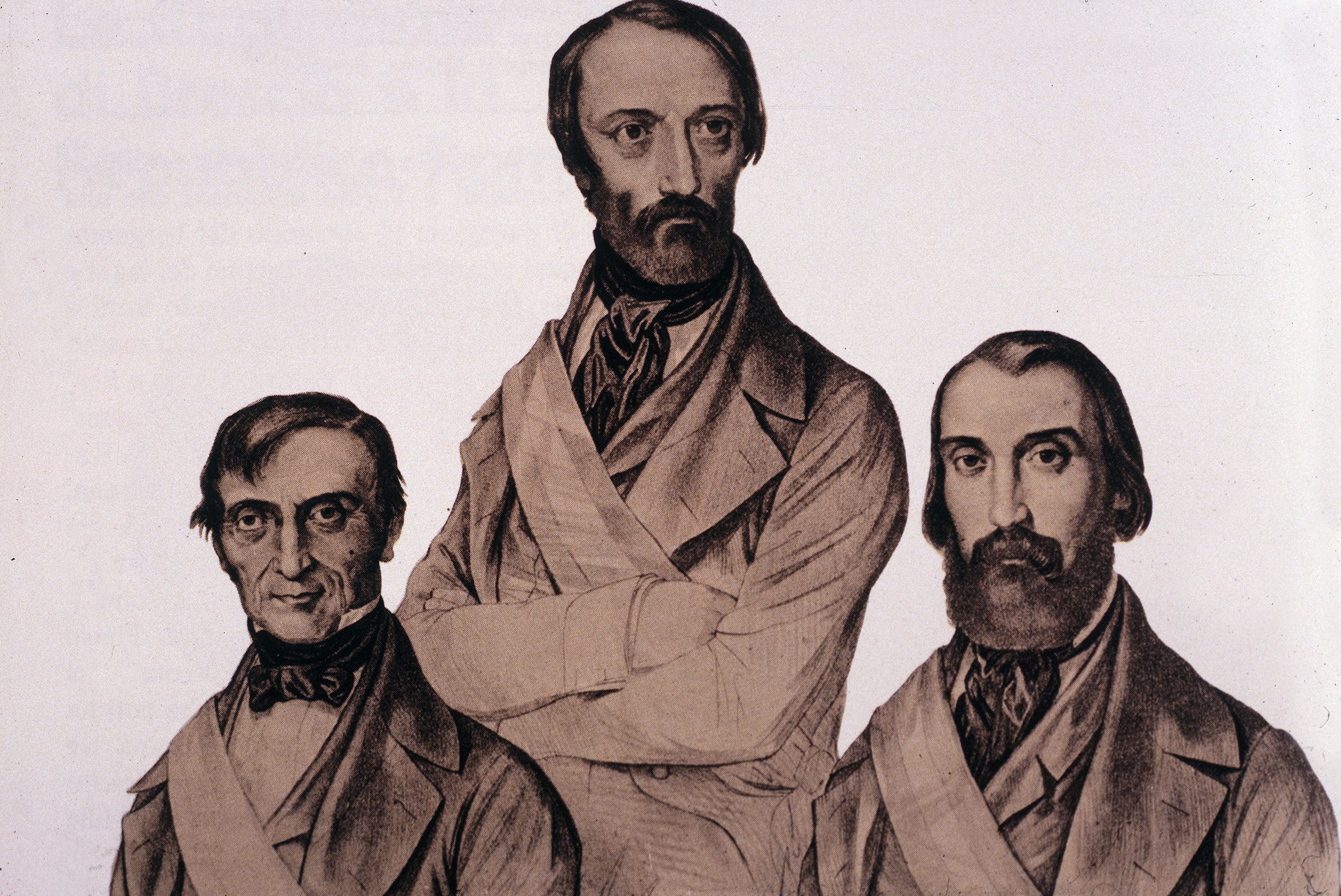 Carlo Armellini, Giuseppe Mazzini e Aurelio Saffi, il triumvirato a capo della Repubblica Romana del 1849. I democratici tra il 1849 e il 1850 tentano una soluzione alternativa per arrivare all’indipendenza a Venezia, Firenze e appunto Roma