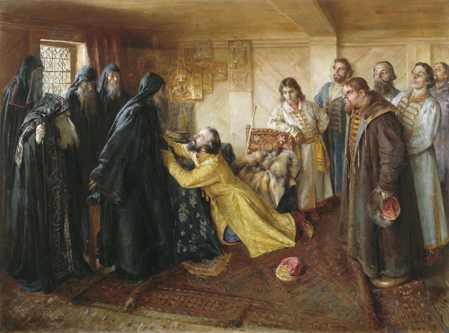 Lo Zar chiede di essere ammesso all'Ordine dei monaci. Sentendosi prossimo alla morte, decide di prendere i voti monastici, per espiare le proprie colpe