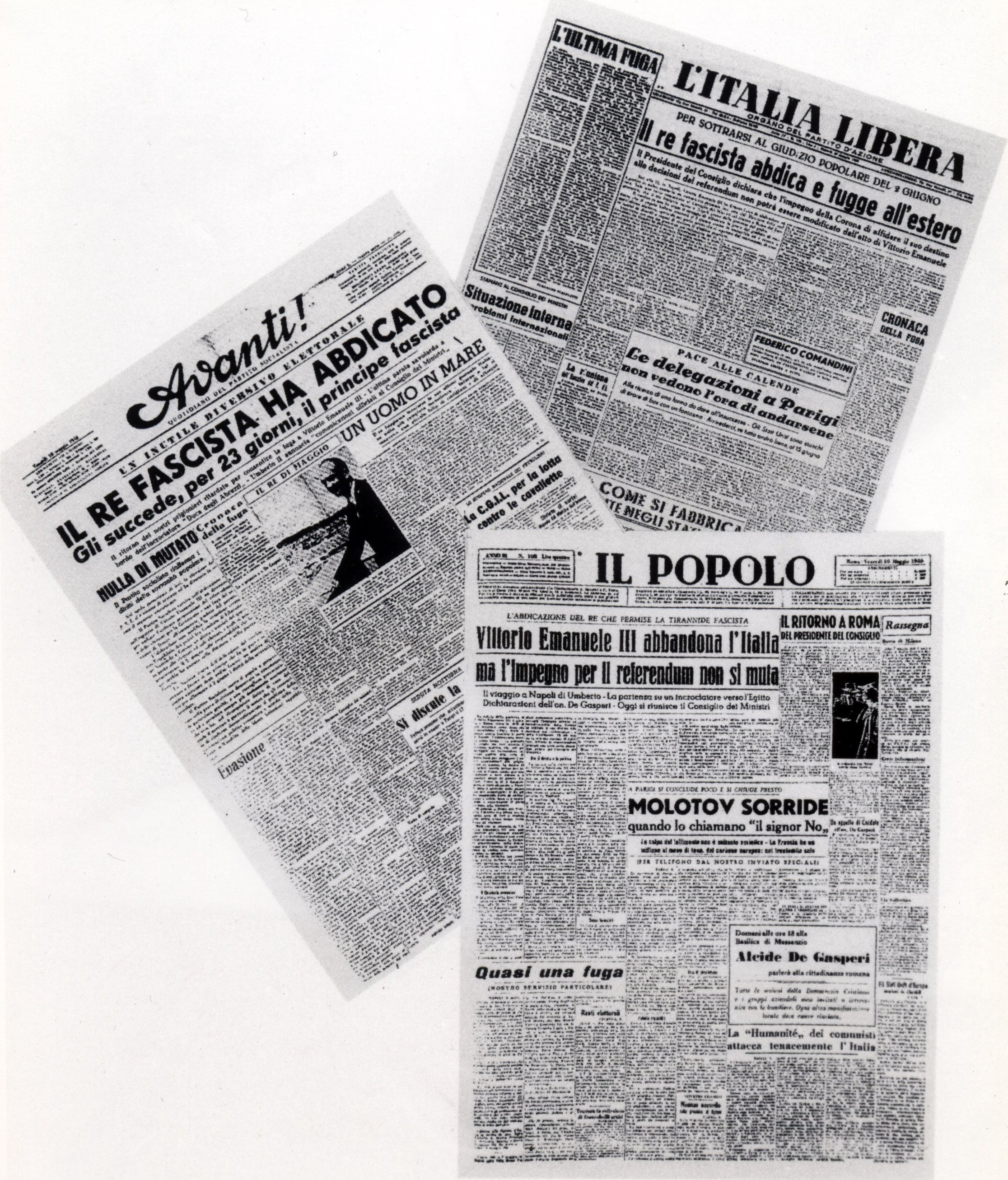 Prime pagine dei quotidiani all'indomani del referendum su Monarchia o Repubblica