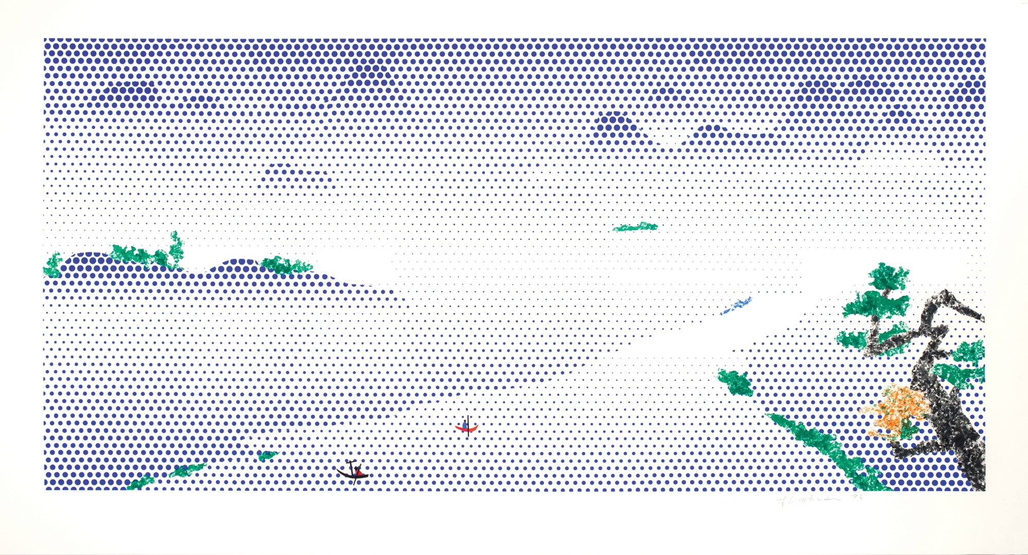 Roy Lichtenstein Landscape with Boats 1996 Litografia e serigrafia su carta per acquarello Lanaquarelle 89.7 x 165 cm National Gallery of Art, Washington Gift of Lee and Ann Fensterstock, 2000 ©Estate of Roy Lichtenstein