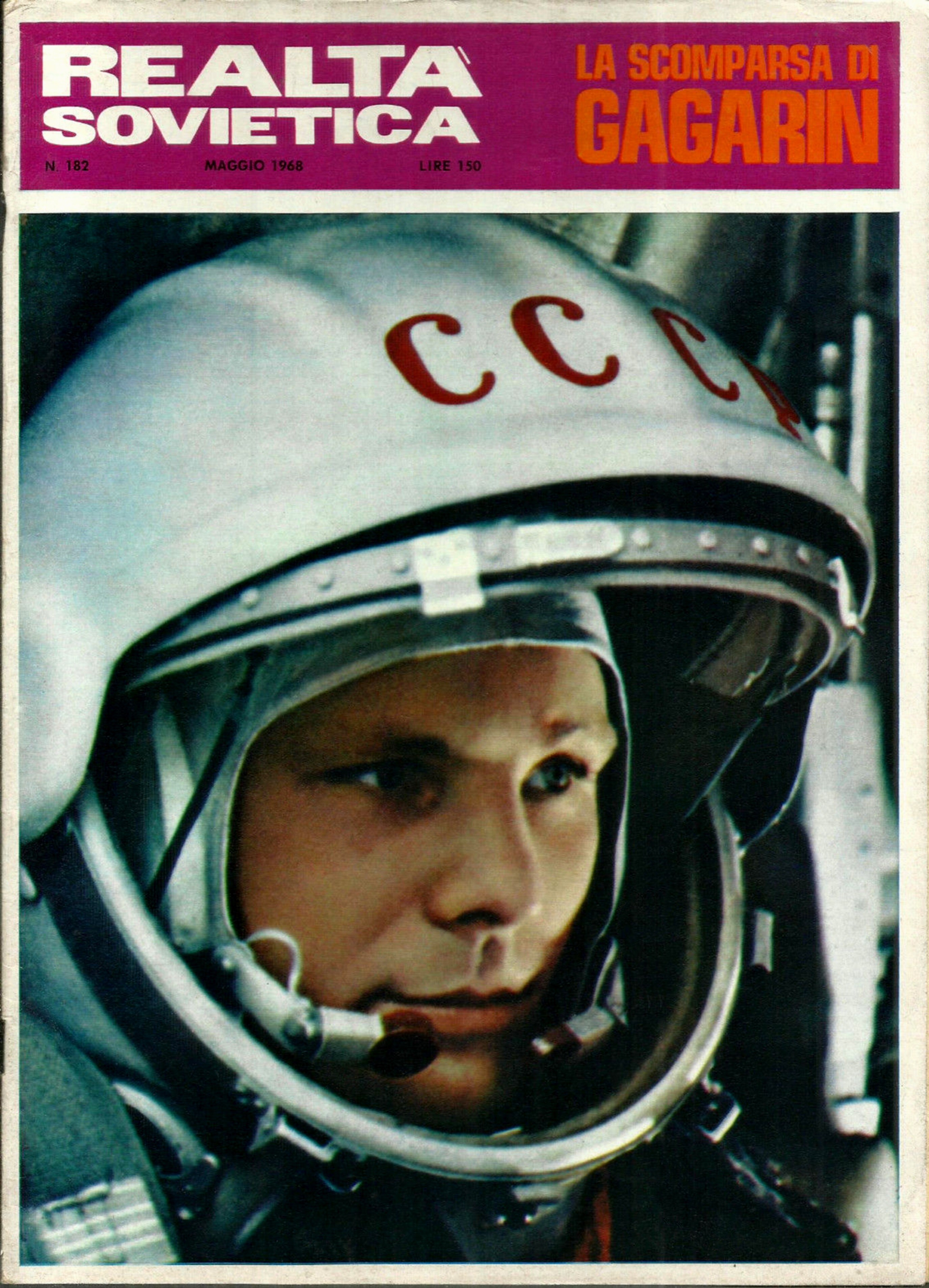 Il mito Jurij Gagarin su una rivista che annuncia la sua scomparsa