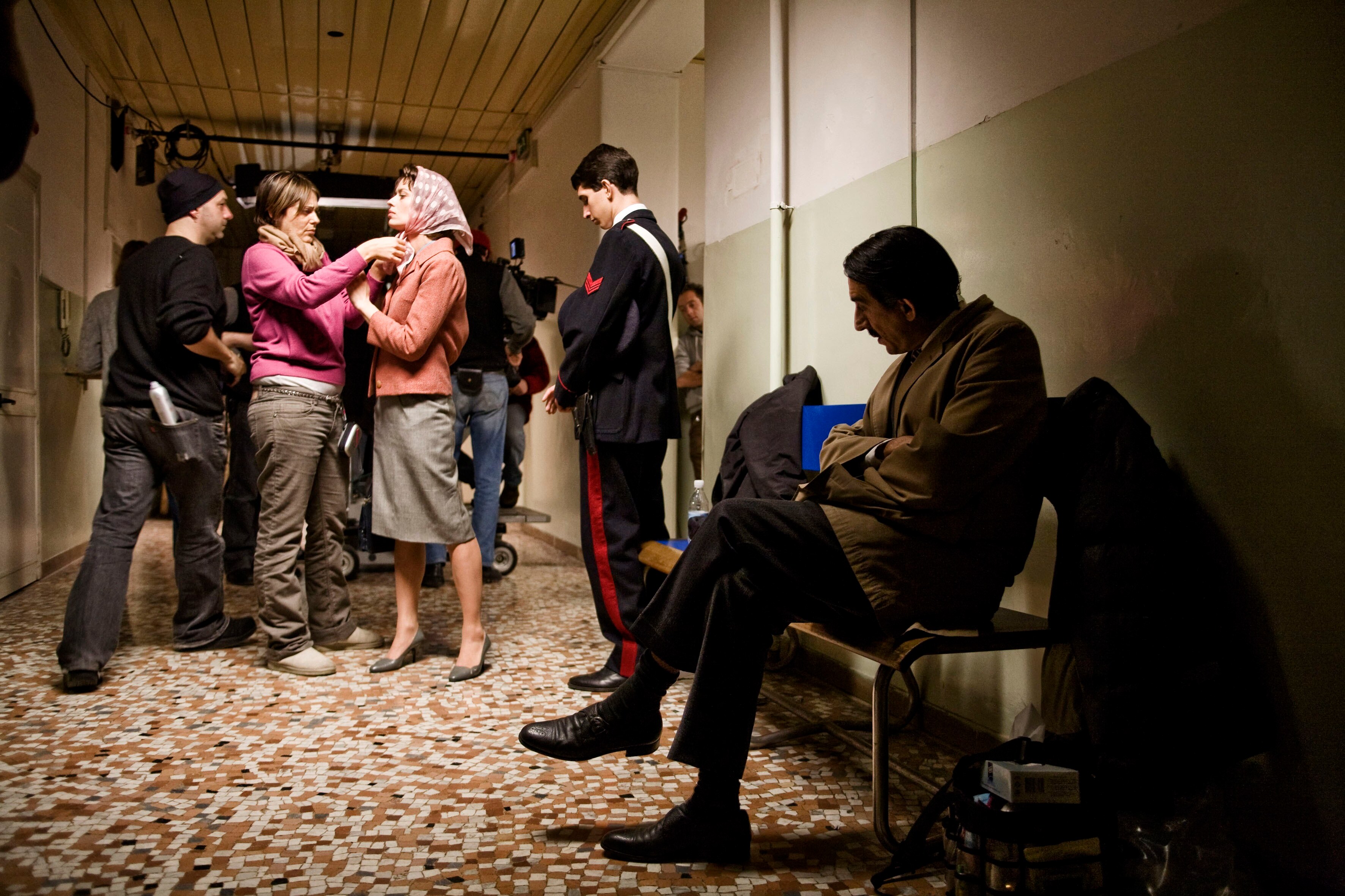 Claudia Pandolfi e Sergio Rubini, i genitori Proietti, sul set del film