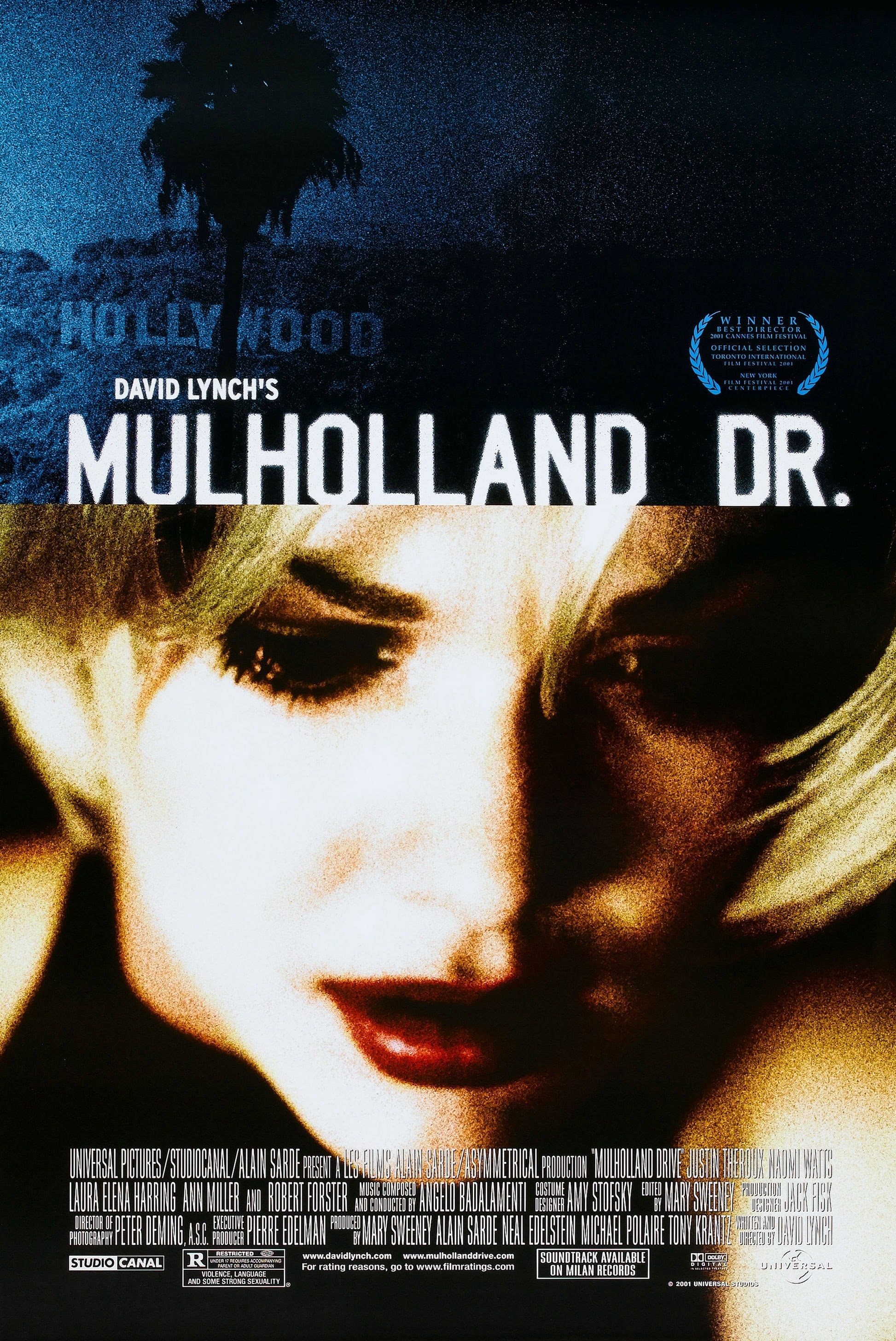 La locandina originale del film Mulholland Drive, 2001