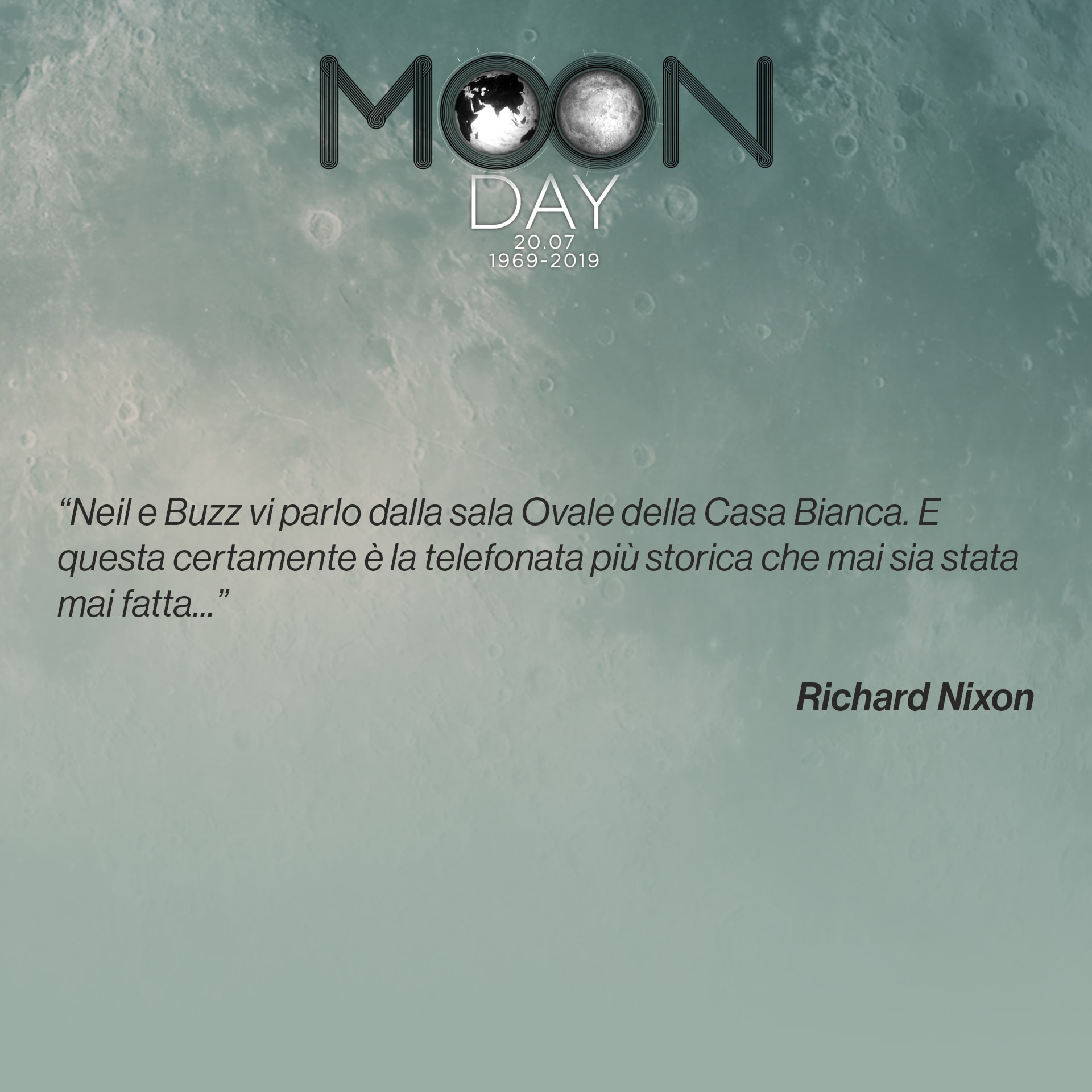 Il presidente Richard Nixon, durante la conversazione con gli astronauti sulla luna, dalla Casa Bianca.
