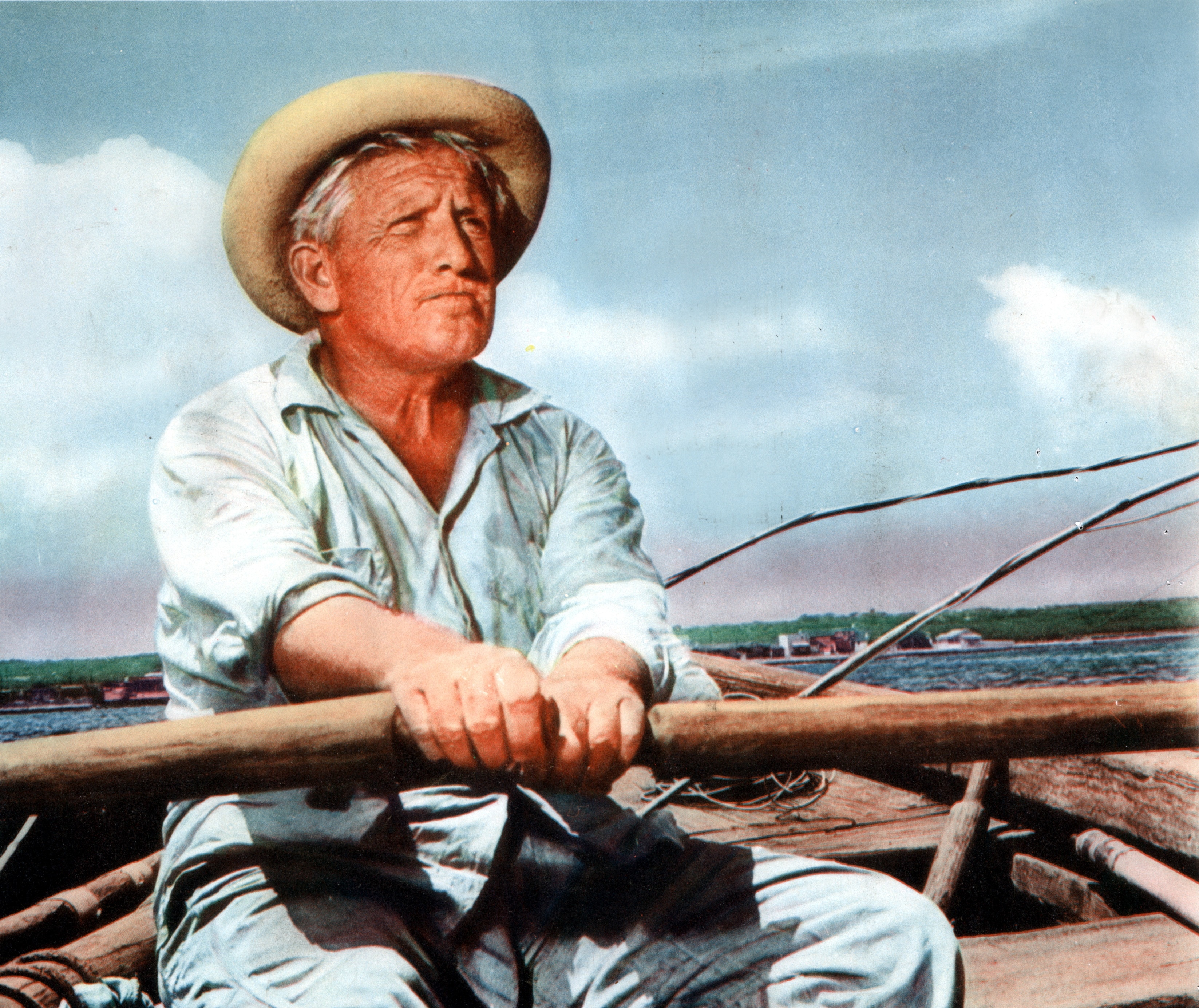 Spencer Tracy nel film Il vecchio e il mare, 1958. Regia di John Sturges e Fred Zinnemann