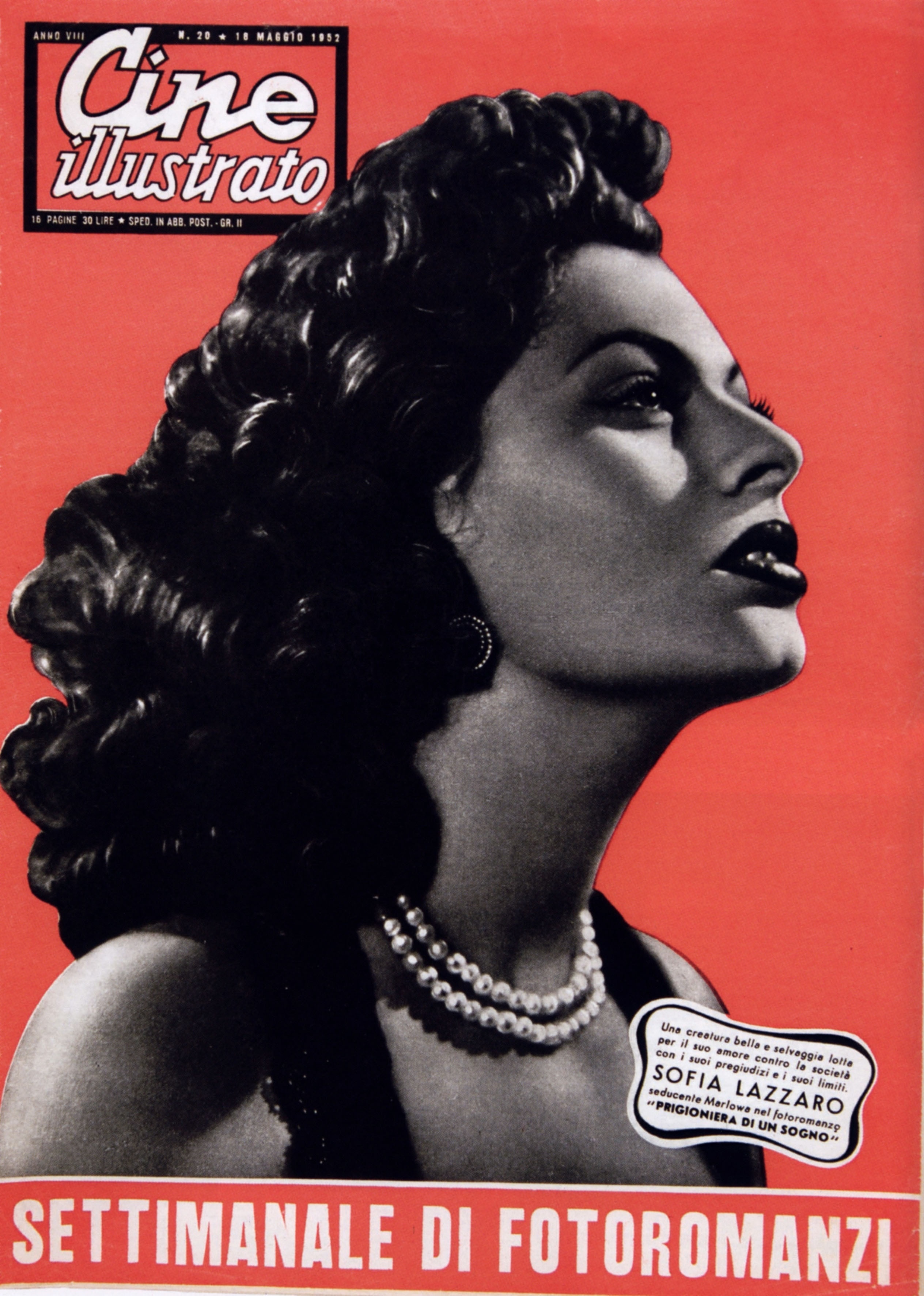 La Loren quando, con lo pseudonimo Sofia Lazzaro, lavorava per i settimanali di fotoromanzi. 1952