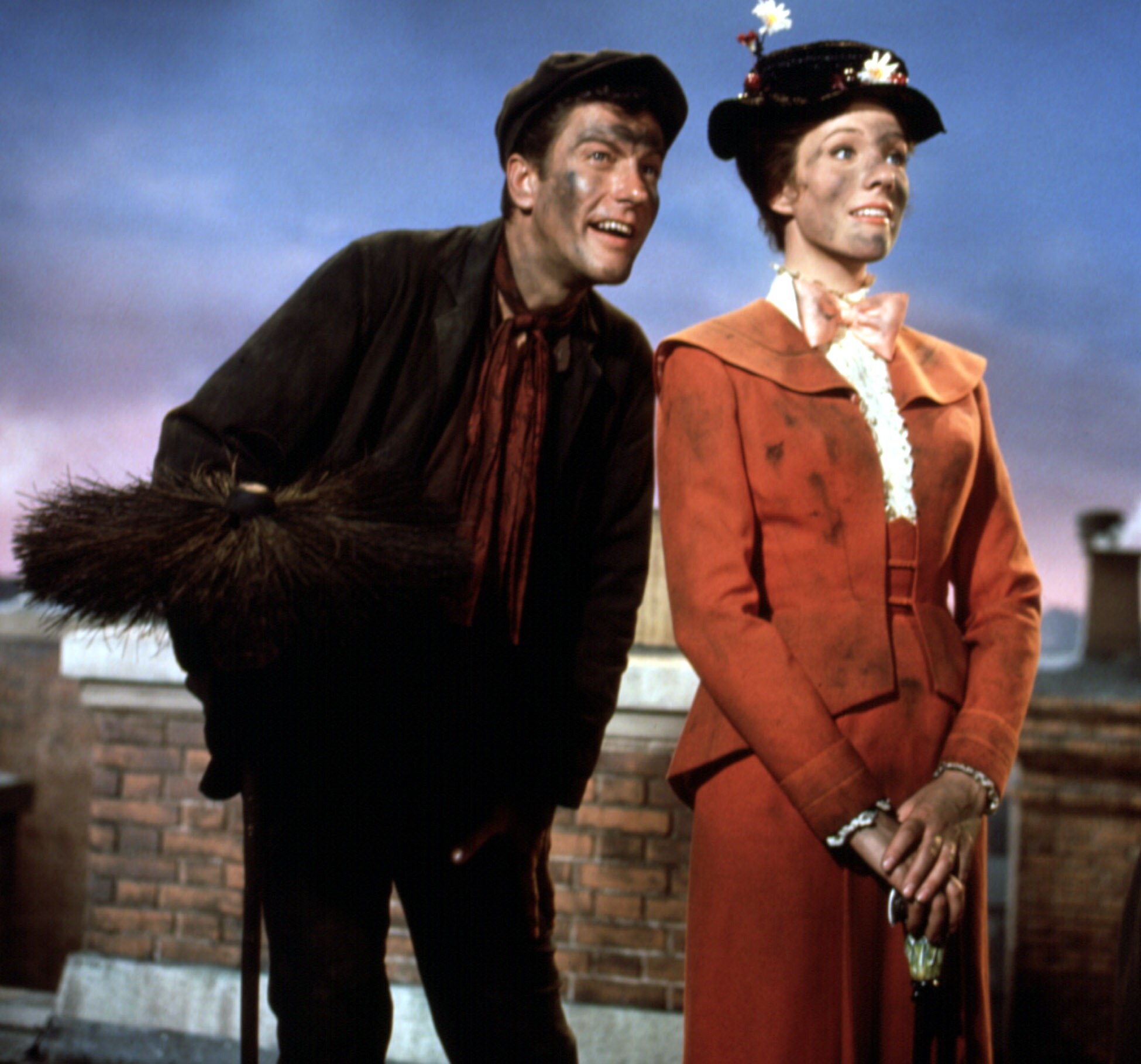 Con Dick Van Dyke in una scena di Mary Poppins