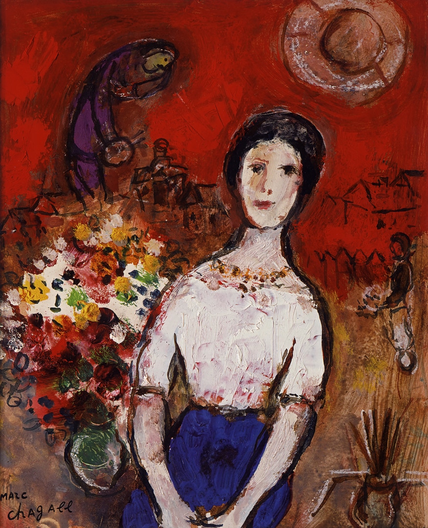 Ritratto di Vava (1953-56). Olio su cartone, 27x22 cm - Private Collection, Swiss - © Chagall ® by SIAE 2019