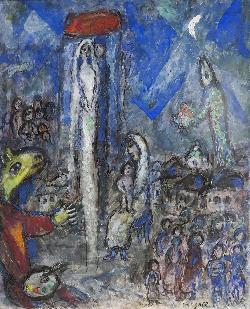 Nozze sotto il baldacchino (1981). Tempera su masonite, 40,6x31,7 cm - Private Collection, Swiss - © Chagall ® by SIAE 2019