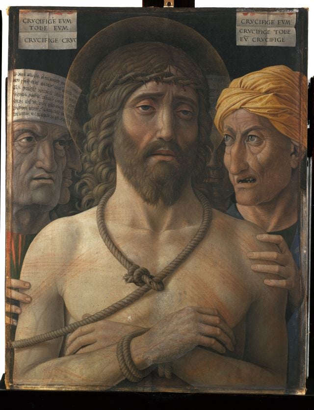 Andrea Mantegna. Ecce homo, 1500-1502. Tempera su tela di lino 54 x 42 cm. Musée Jacquemart-André, Parigi