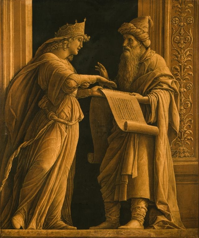 Andrea Mantegna. Una sibilla e un profeta, 1495 ca. Tela dipinta, 56,2 x 48,6 cm. Cincinnati Art Museum, Ohio, USA. Bequest of Mary M.Emery/Bridgeman Images