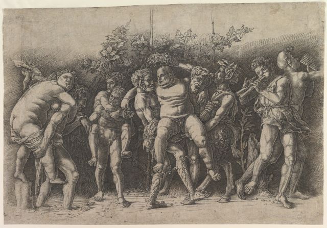 Andrea Mantegna. Baccanale con Sileno 1470 ca. Stampa a puntasecca su carta, 305 x 438 mm. Metropolitan Museum of Art, New York, USA