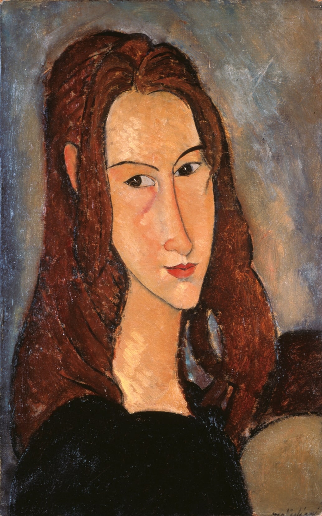 Amedeo Modigliani (Livorno,1884 - Paris, 1920). Jeune fille rousse (Jeanne Hébuterne), 1918. Olio su tela, 46 x 29 cm. Collezione Jonas Netter