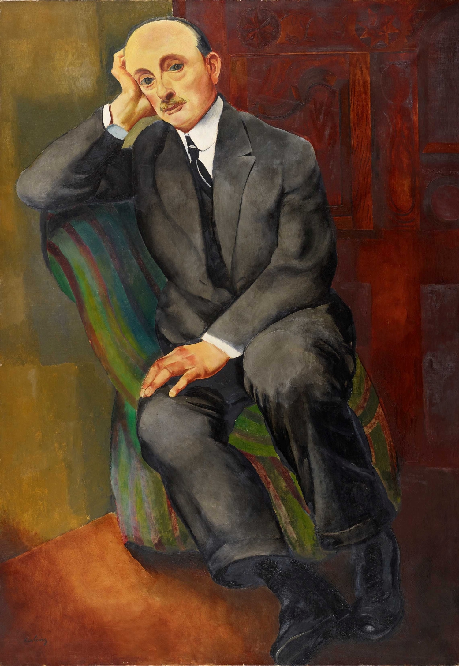 Moïse Kisling (Kraków, 1891 - Bandol, 1953). Portrait d'homme (Jonas Netter) 1920. Olio su tela, 116 x 81 cm. Collezione Jonas Netter