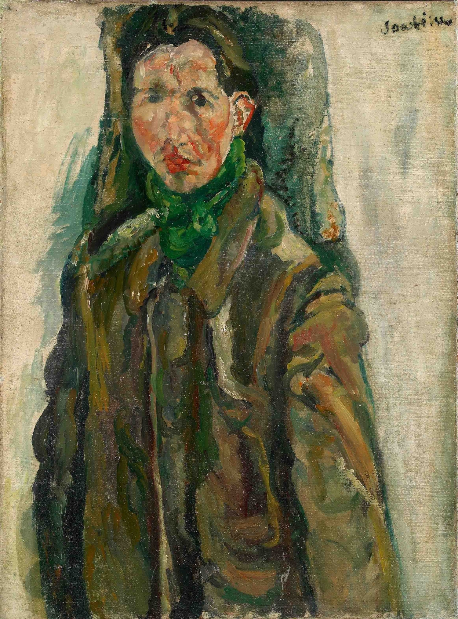 Chaïm Soutine (Smilovitchi, 1893 − Paris,1943). Autoportrait au rideau, c. 1917. Olio su tela, 72,5 x 53,5 cm. Collezione Jonas Netter