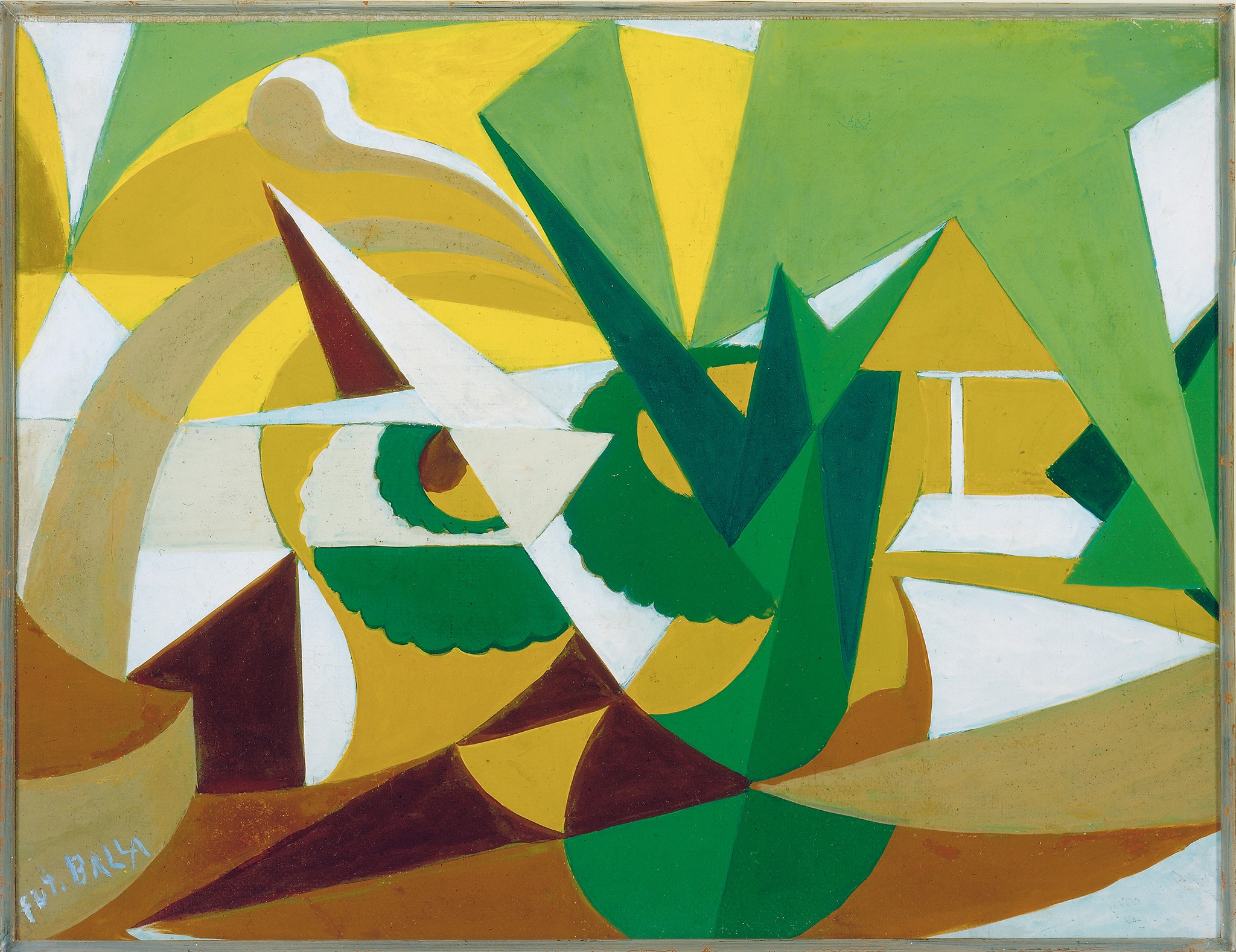 Giacomo Balla - Linee forze di paesaggio (Simultaneità di sensazioni: cielo+case+alberi+fiori), 1918 - Olio su carta riportata su tela 42 x 54 cm GAMeC - Galleria d'Arte Moderna e Contemporanea di Bergamo - Dono Gianfranco Spajani, 1999 Foto: Claudio Bruni 