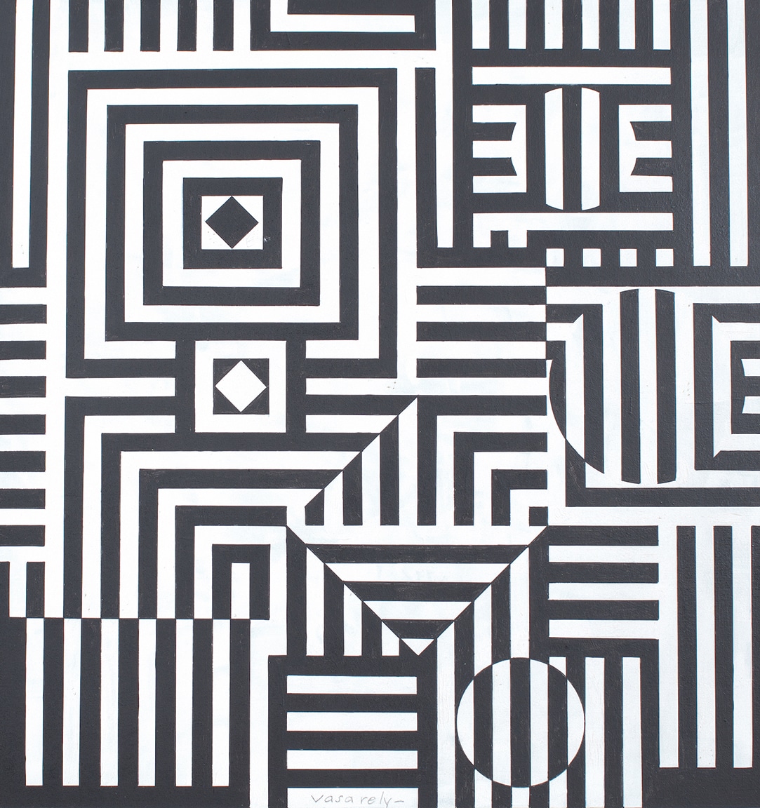 Victor Vasarely - Riu-Kare, 1956 - Tempera su masonite 44 x 42 cm - Stato Italiano, in consegna al Segretariato regionale del Ministero per i beni e le attività culturali per la Lombardia / In comodato al Comune di Bergamo per la GAMeC - Foto: © Roberto Morelli / Scalpendi editore 