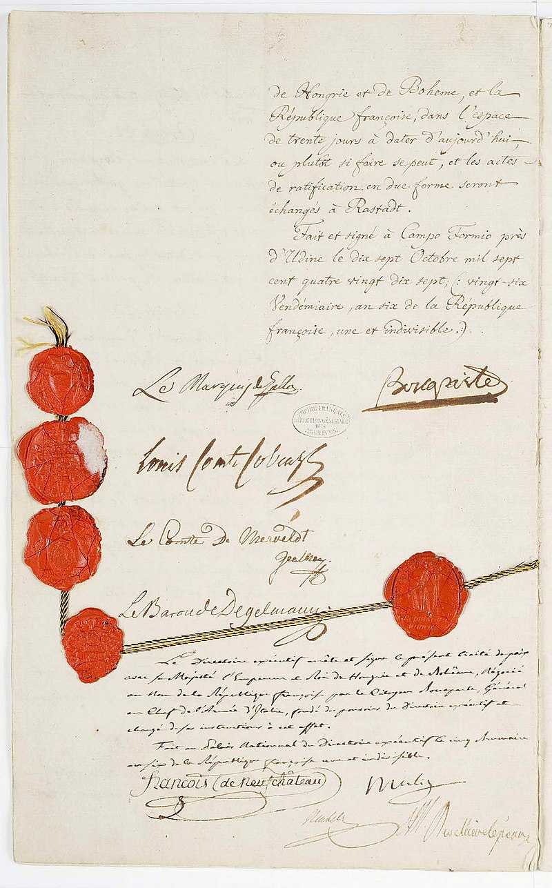 Copia originale del Trattato di Campoformio del 17 ottobre 1797