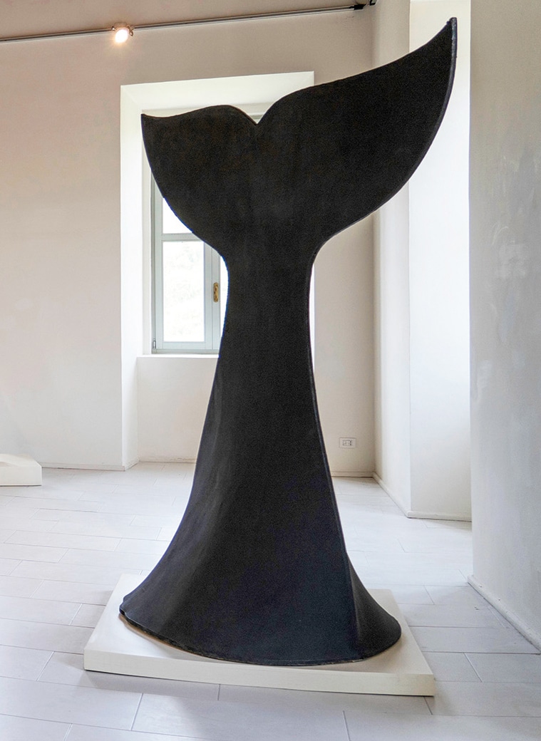Pino Pascali, Coda di cetaceo, 1966 Tela centinata dipinta di nero; 225 X 110 x 100