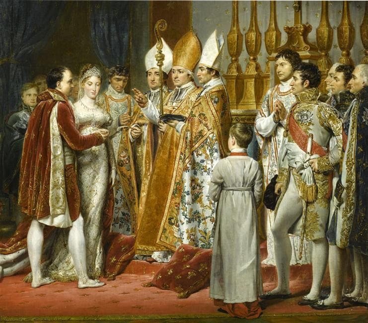 Il matrimonio fra Napoleone Bonaparte e Maria Luisa, figlia dell'Imperatore Francesco I. Una mossa diplomatica a sorpresa per Metternich, che in seguito alla sconfitta subita dagli austriaci a Wagram nel 1809, offre la mano della figlia dell'Imperatore al Generale francese, riuscendo a riportare equilibrio tra le parti