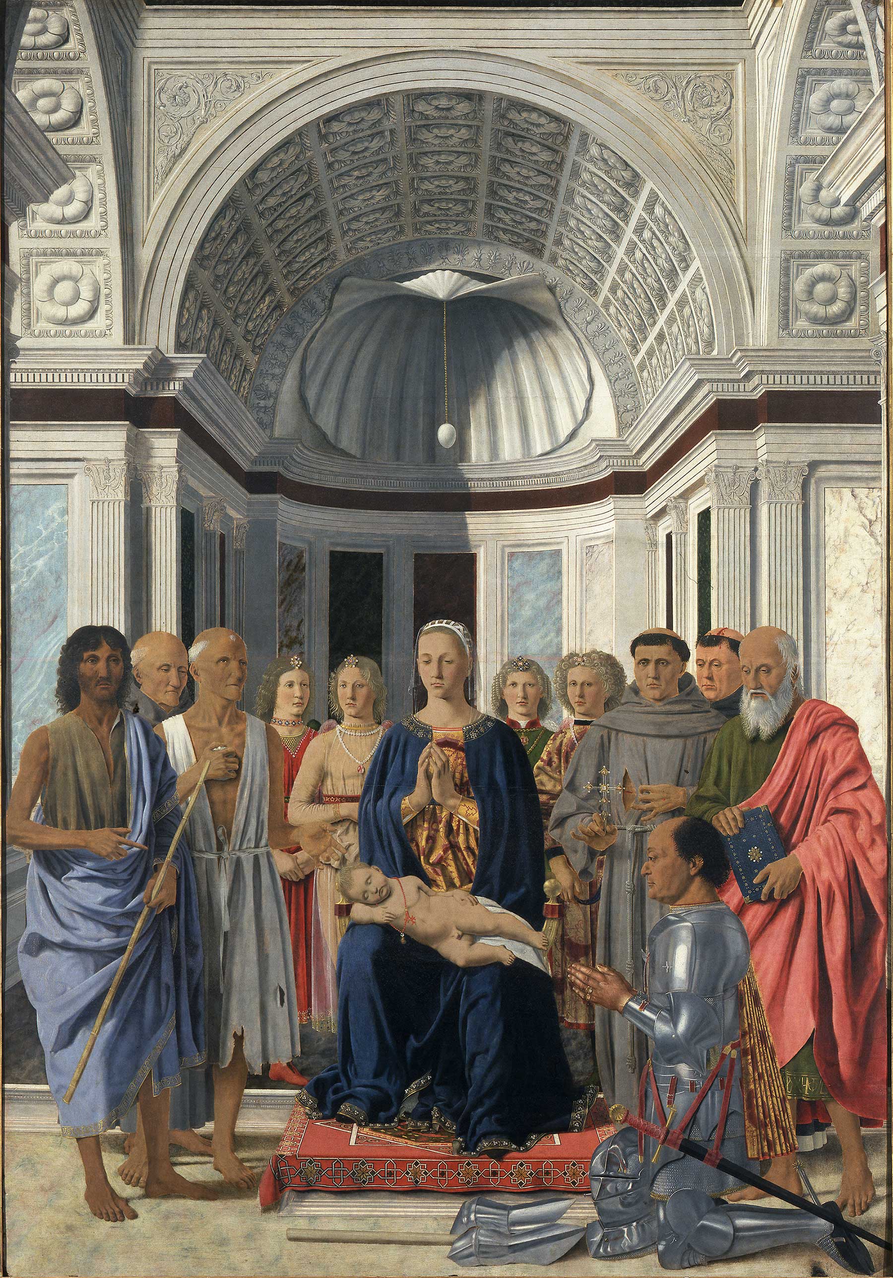 Piero della Francesca, Madonna col Bambino e santi, angeli e Federico da Montefeltro (Pala di San Bernardino), 1472 - 1474 ca., tempera su tavola, cm 251 × 172