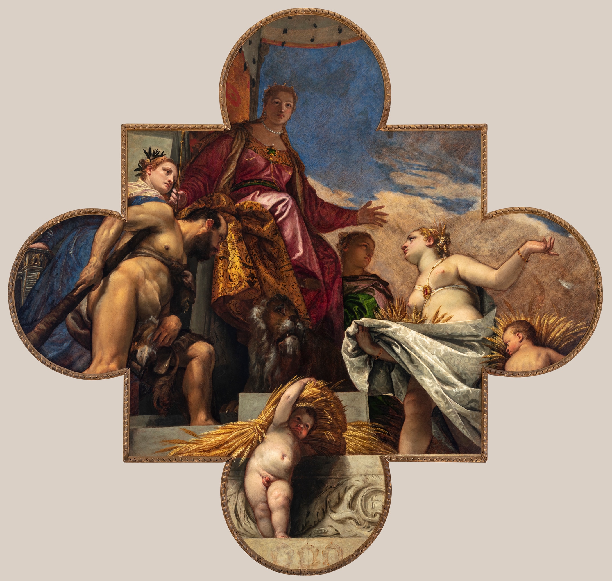 Veronese (Paolo Caliari), Venezia riceve l'omaggio di Ercole e Cerere, 1575 ca. - Tela, cm 308 x 327 - Provenienza; Venezia: Palazzo Ducale, Sala del Magistrato alle Biade; Libreria Sansoviana, locale attiguo; Palazzo Reale, antisala della nuova ala; alle Gallerie dell'Accademia dal 1895 - Sala 2