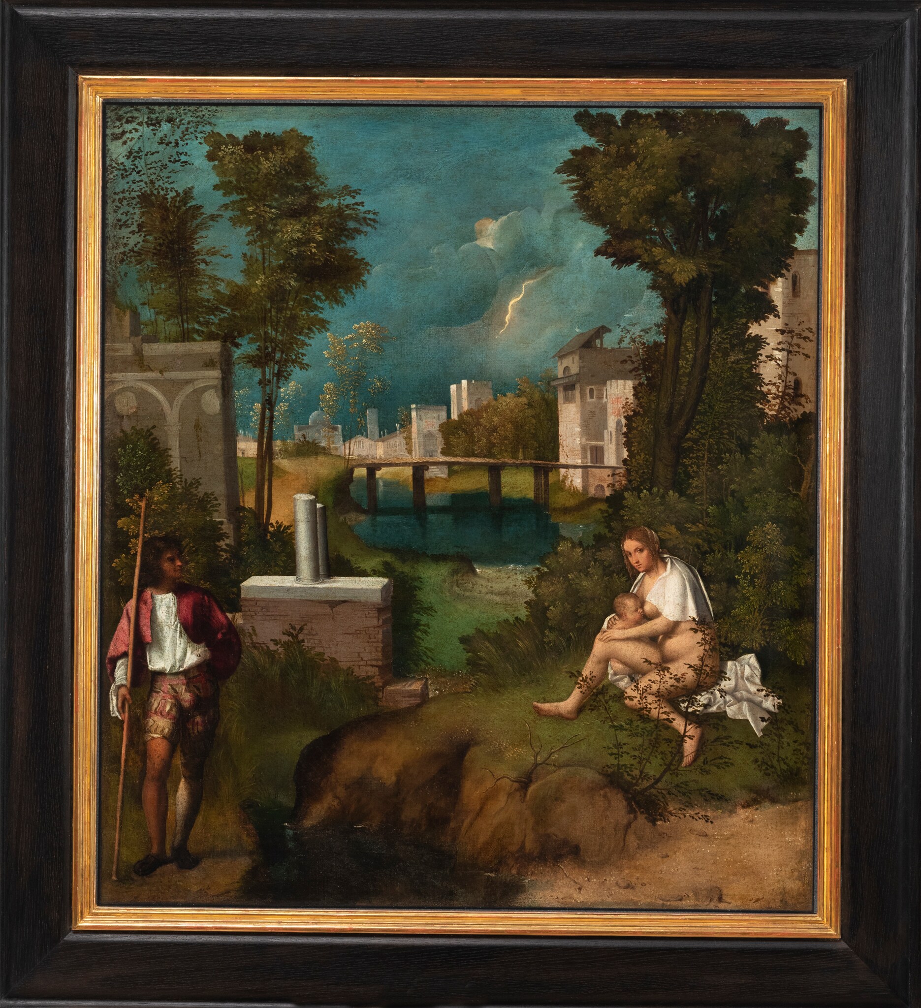 Giorgione (Zorzi o Barbarelli Giorgio), la Tempesta, 1504 ca. - Tela, cm 82 x 73 - Provenienza: acquisto dal principe Giovannelli nel 1932 - Sala VIII