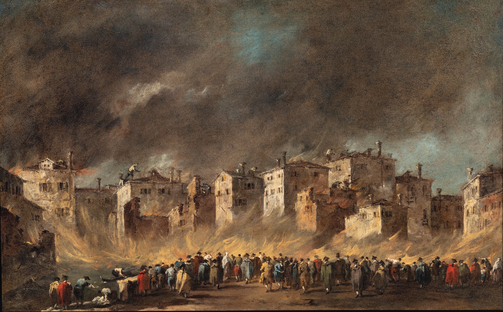 Francesco Guardi, Incendio dei depositi degli olii a San Marcuola, 1789 - Tela, cm 32 x 51 - Provenienza: acquisto del 1972 - Sala 8