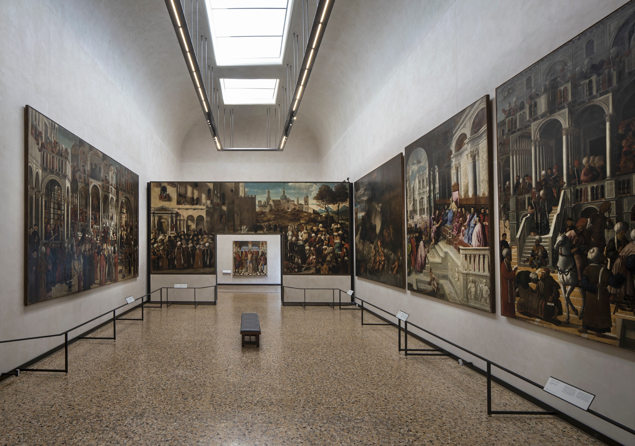 Gallerie dell’Accademia di Venezia, Primo piano, sala VI. Le cariche direttive della Scuola Grande di San Marco, scelsero di rappresentare episodi salienti della missione del Santo ad Alessandria d’Egitto, importanti per la legittimazione cristiana dell’impero commerciale della Serenissima sulle coste del Mediterraneo orientale, dove molti membri della confraternita avevano rilevanti interessi economici.