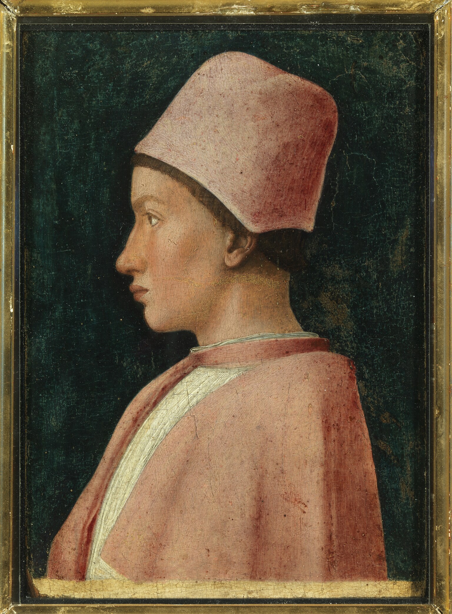 Andrea Mantégna, Ritratto di Francesco Gonzaga, 1460-62 ca., olio su tavola, 25x18cm. Dipinto autografo del padovano Mantégna (1431-1506), realizzato per la corte di Mantova dove l'artista si trasferiva, nel 1459, come pittore della corte dei Gonzaga. L'identificazione dell'effigiato, oggi accettata dagli studiosi, era incerta tra Francesco e il fratello Ludovico, eletto vescovo a soli 9 anni. 