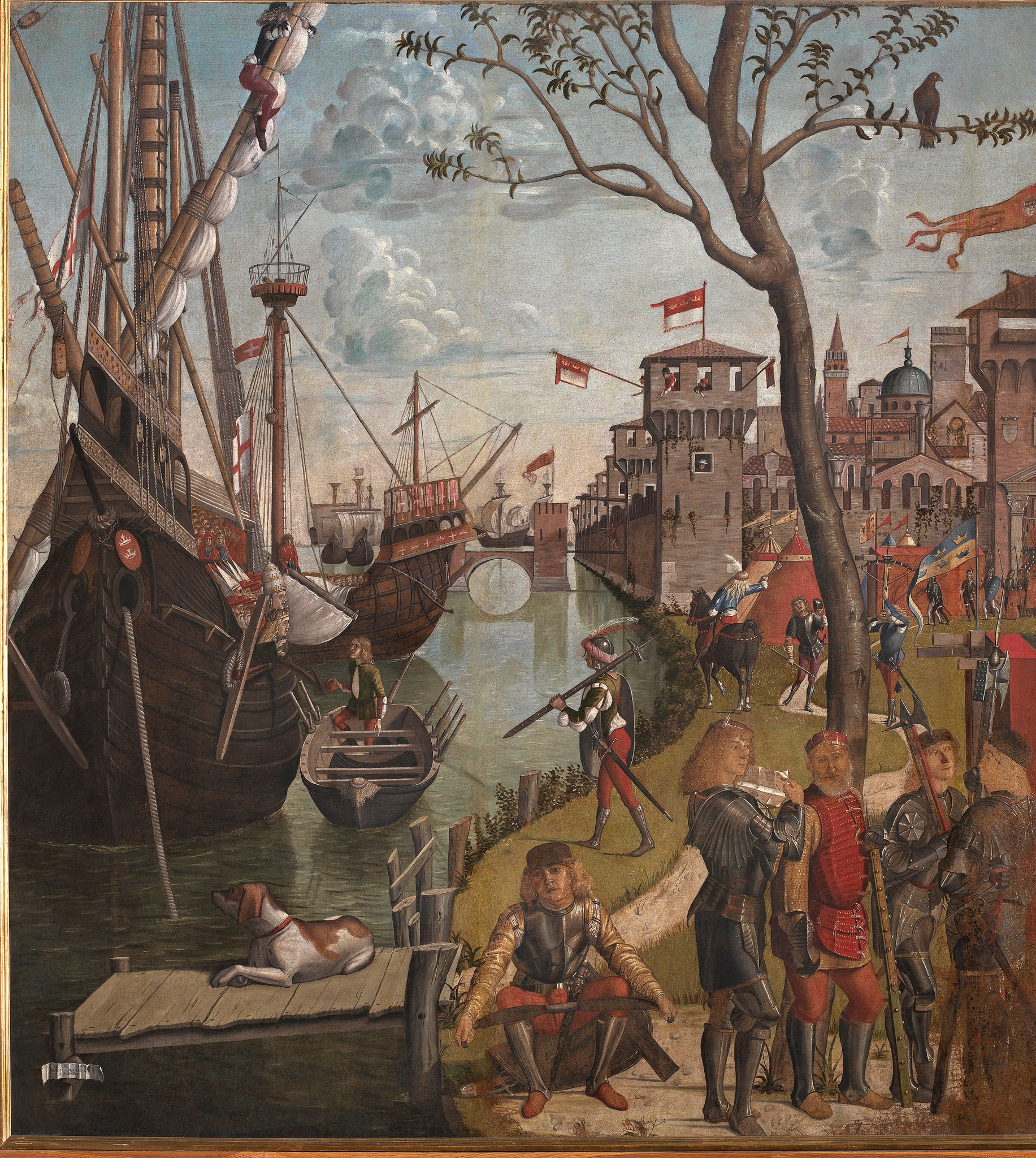 Vittore Carpaccio, Ciclo di Sant’Orsola, Arrivo dei pellegrini a Colonia, tela, cm 279 x 254 