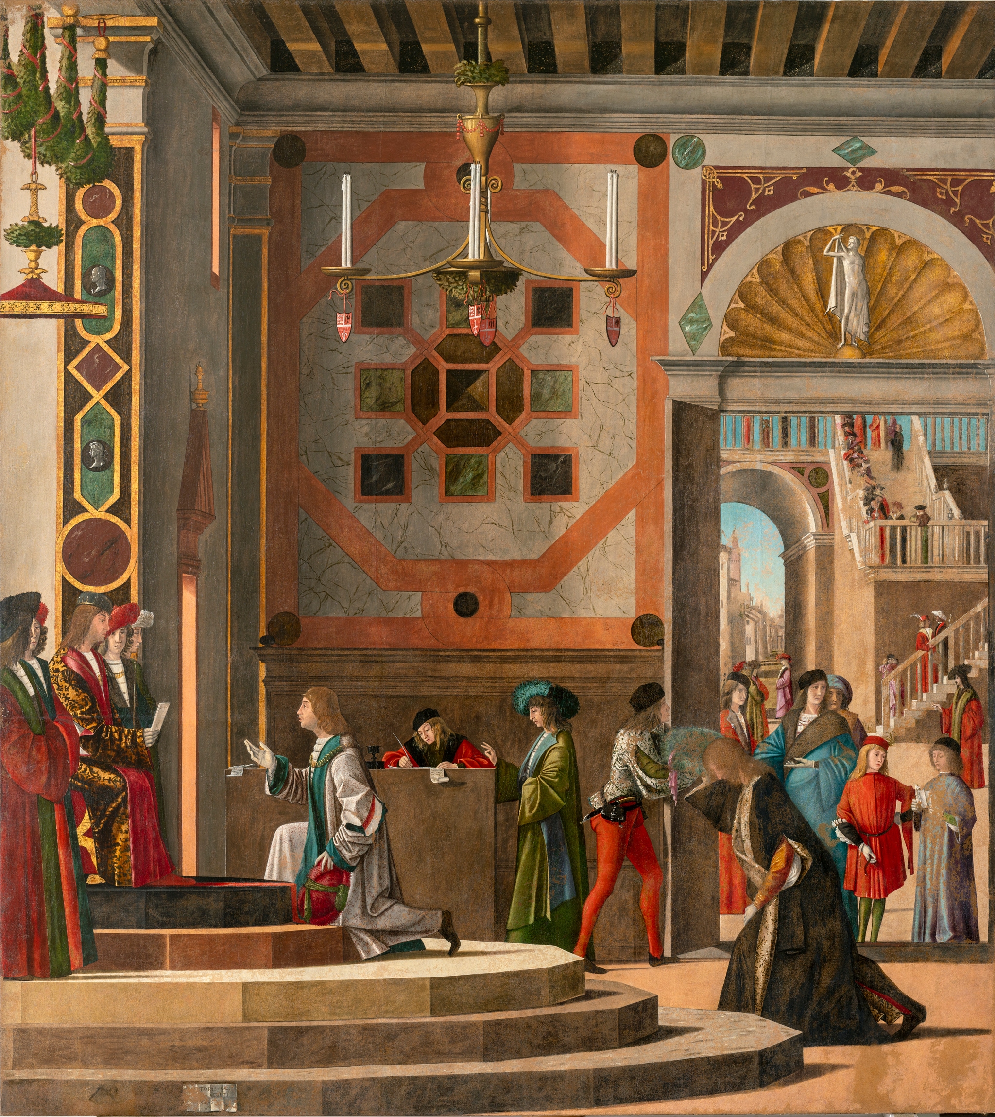 Vittore Carpaccio, Ciclo di Sant’Orsola, Commiato degli ambasciatori Inglesi, tela, cm 281 x 252 
