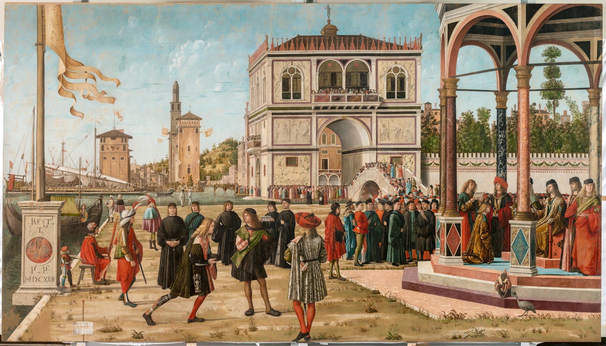 Vittore Carpaccio, Ciclo di Sant’Orsola, Ritorno degli ambasciatori alla corte inglese, tela, cm 297 x 526 