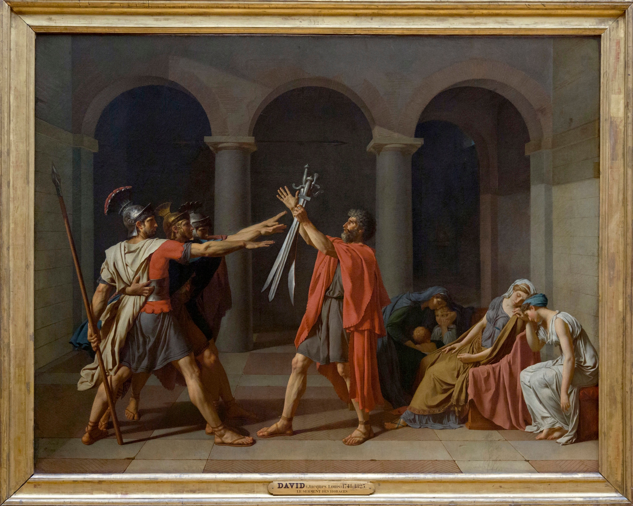 Il giuramento degli Orazi, Jacques Louis Da​vid, 1784, olio su tela, 330×425cm, Museo del Louvre (Parigi)