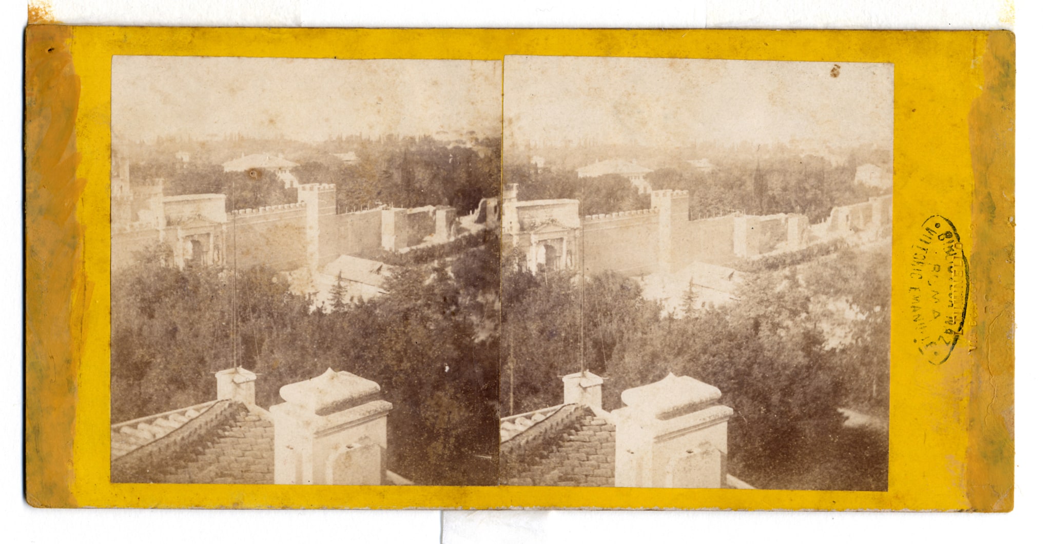 Ludovico Tuminello - Veduta della breccia di Porta Pia. Fotografia stereoscopica scattata il 21 settembre 1870